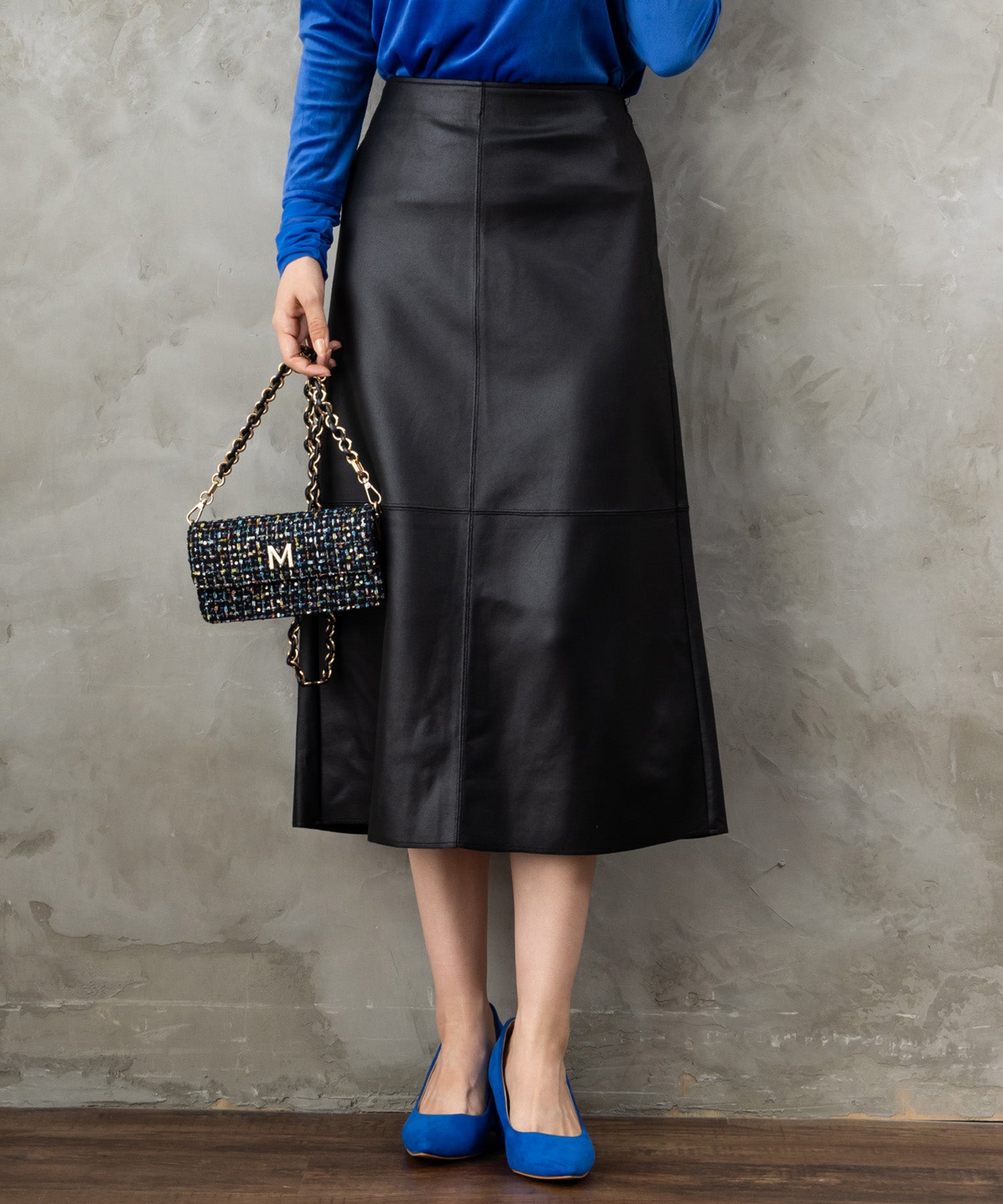 レディース フェイクレザー ミモレ丈 スカート｜JETSET SOLO PLUS