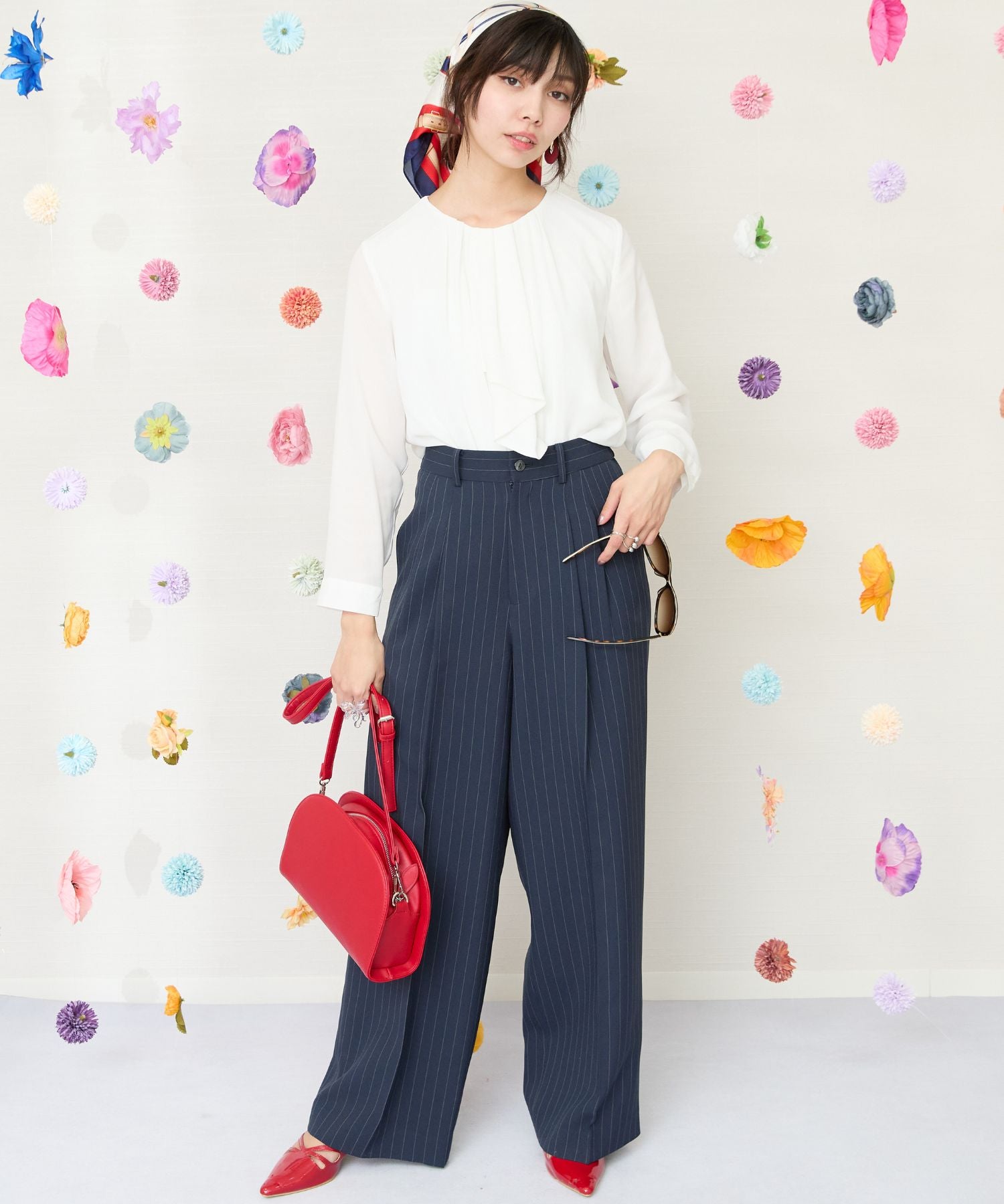 【JETSET SOLO PLUS】シフォンジョーゼットボウタイブラウス