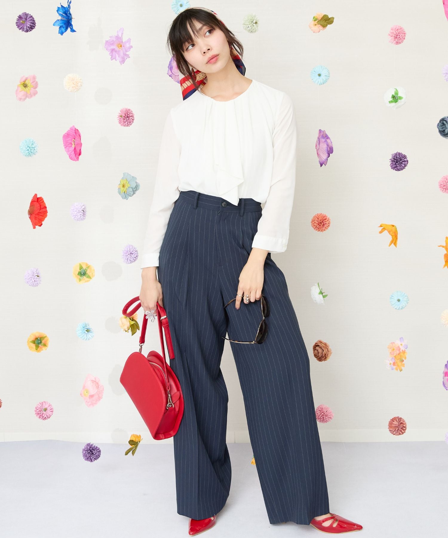 【JETSET SOLO PLUS】シフォンジョーゼットボウタイブラウス