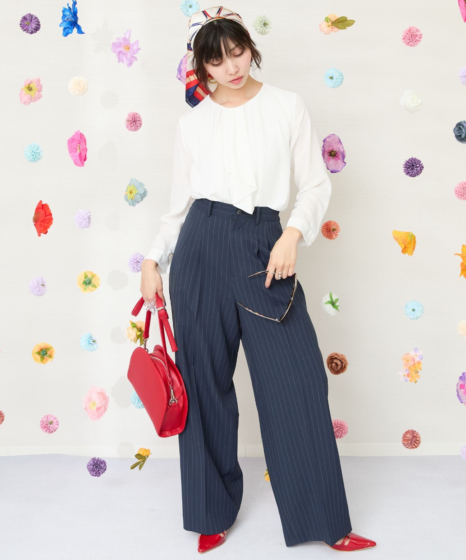 【JETSET SOLO PLUS】シフォンジョーゼットボウタイブラウス