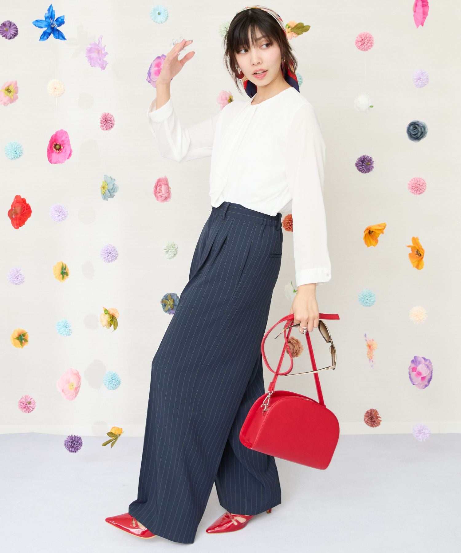 【JETSET SOLO PLUS】シフォンジョーゼットボウタイブラウス