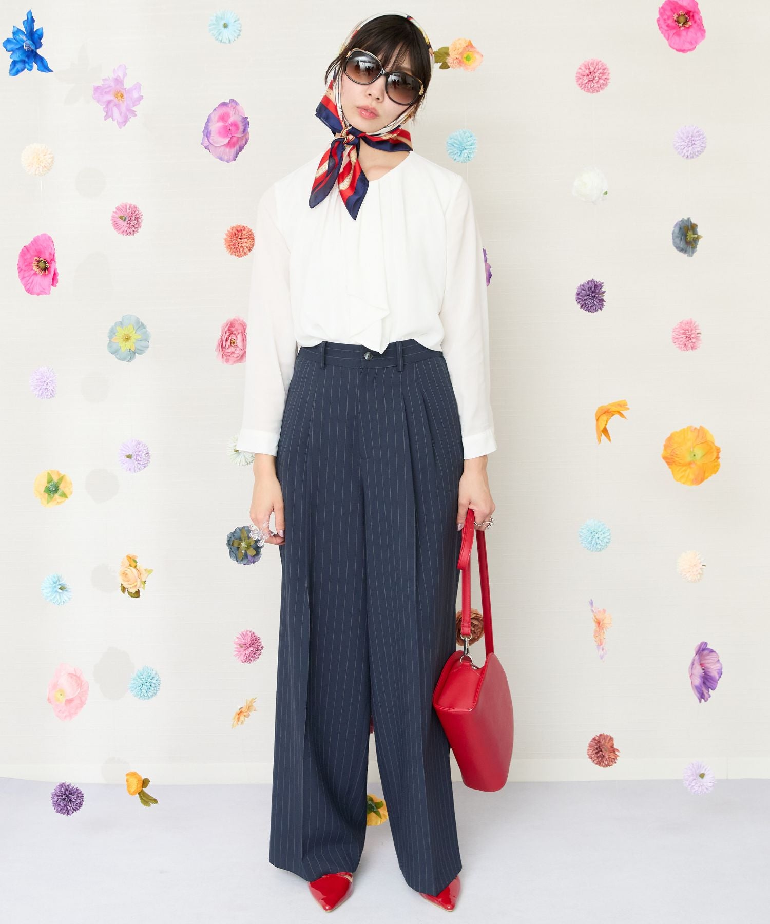 【JETSET SOLO PLUS】シフォンジョーゼットボウタイブラウス