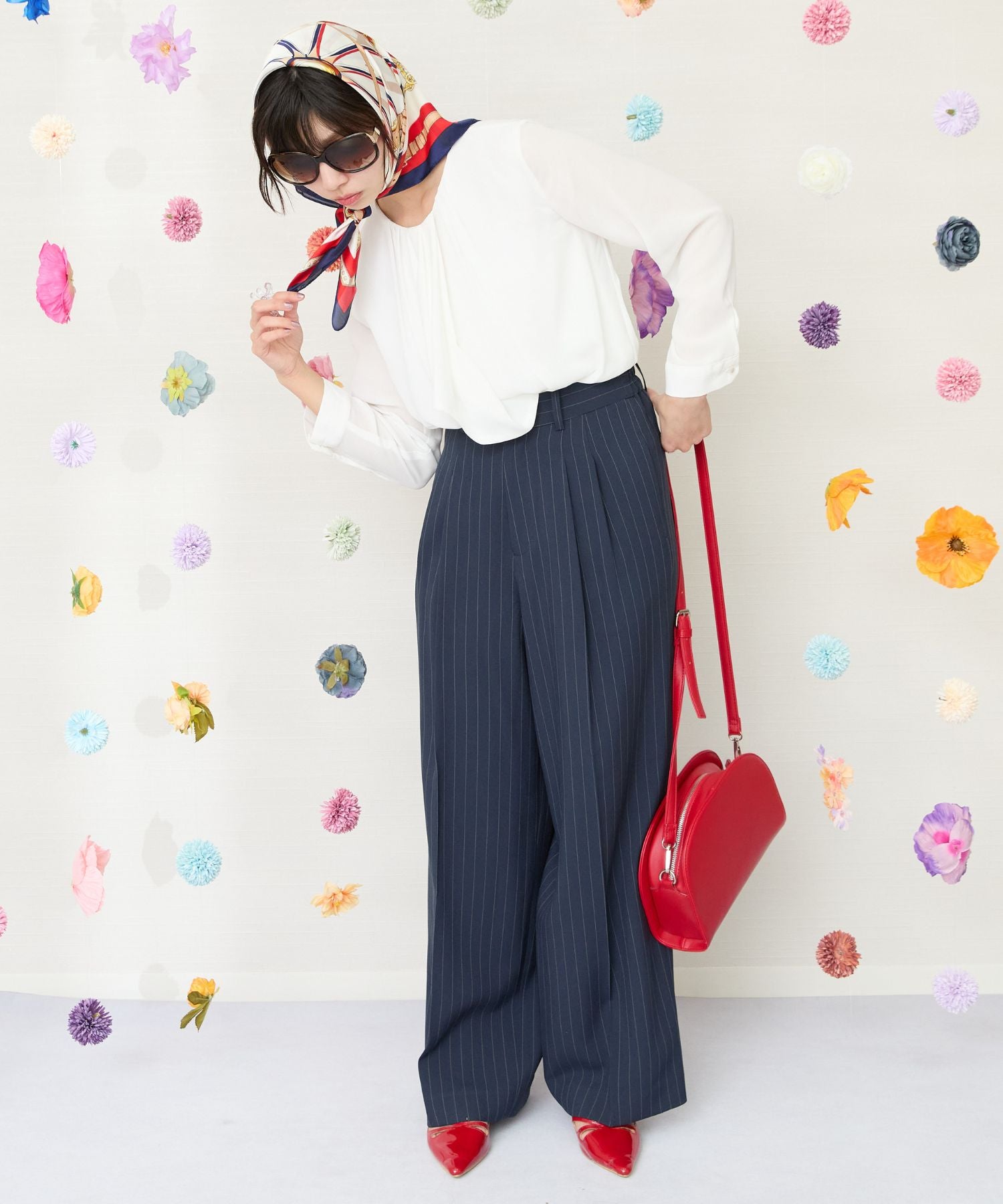 【JETSET SOLO PLUS】シフォンジョーゼットボウタイブラウス