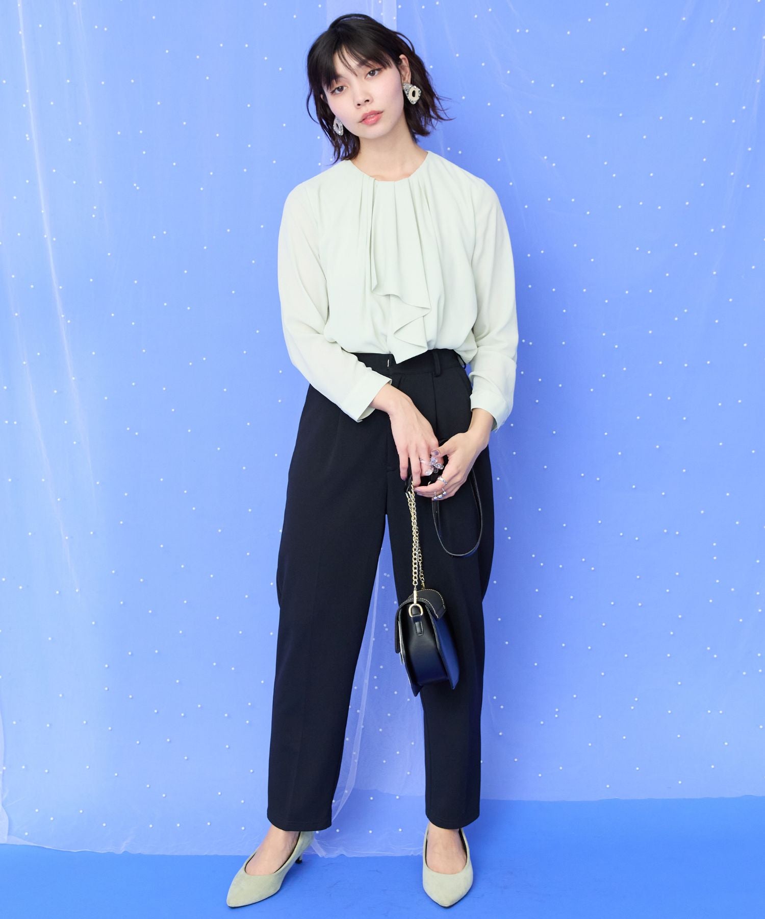 【JETSET SOLO PLUS】シフォンジョーゼットボウタイブラウス