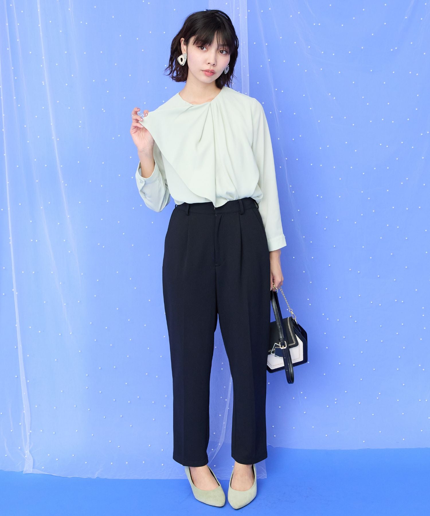 【JETSET SOLO PLUS】シフォンジョーゼットボウタイブラウス