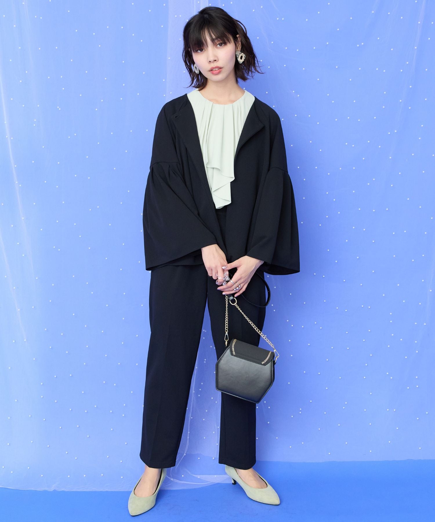 【JETSET SOLO PLUS】シフォンジョーゼットボウタイブラウス