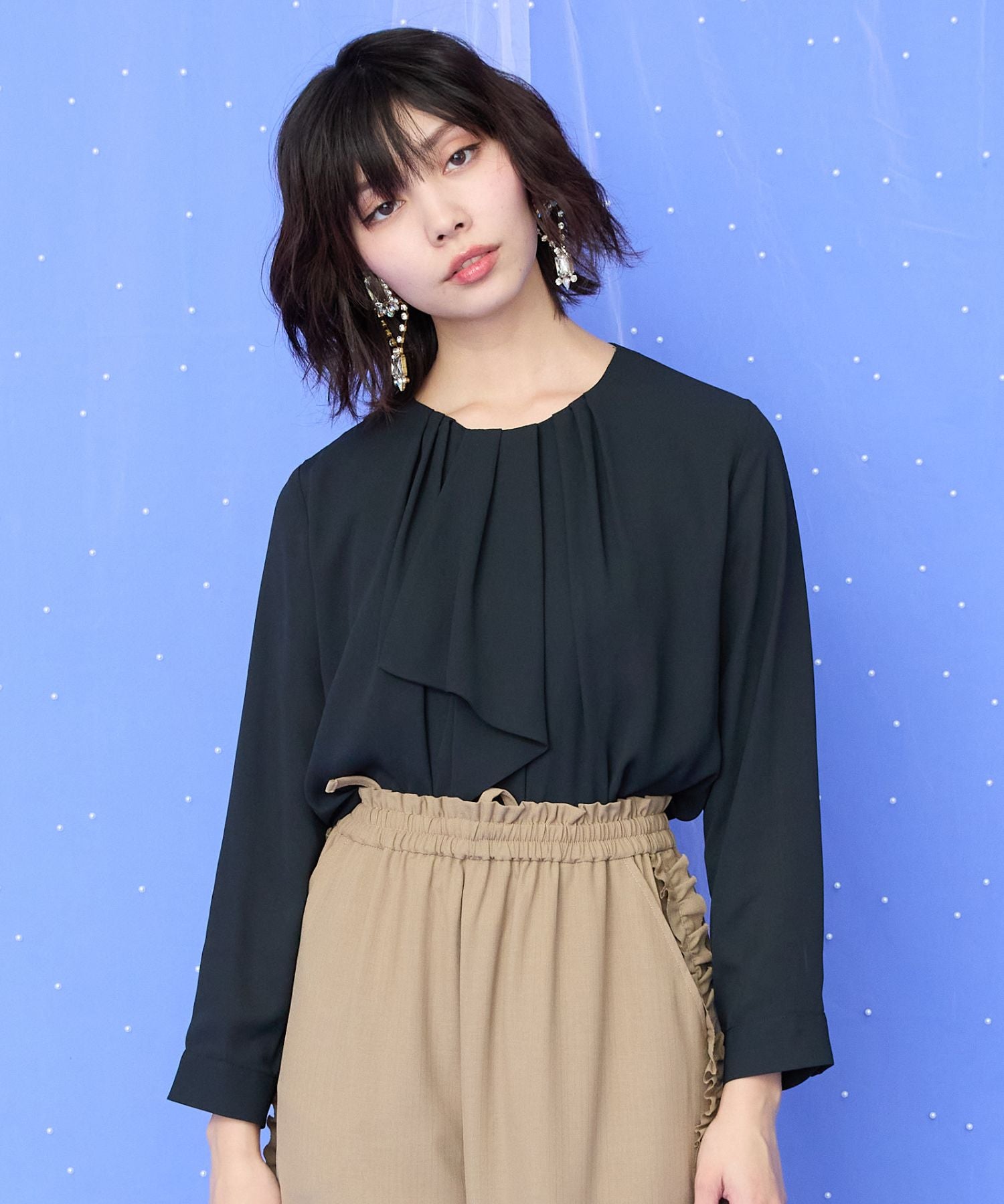 【JETSET SOLO PLUS】シフォンジョーゼットボウタイブラウス