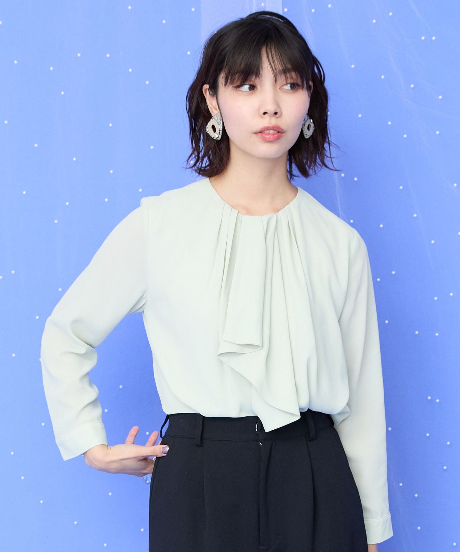 【JETSET SOLO PLUS】シフォンジョーゼットボウタイブラウス