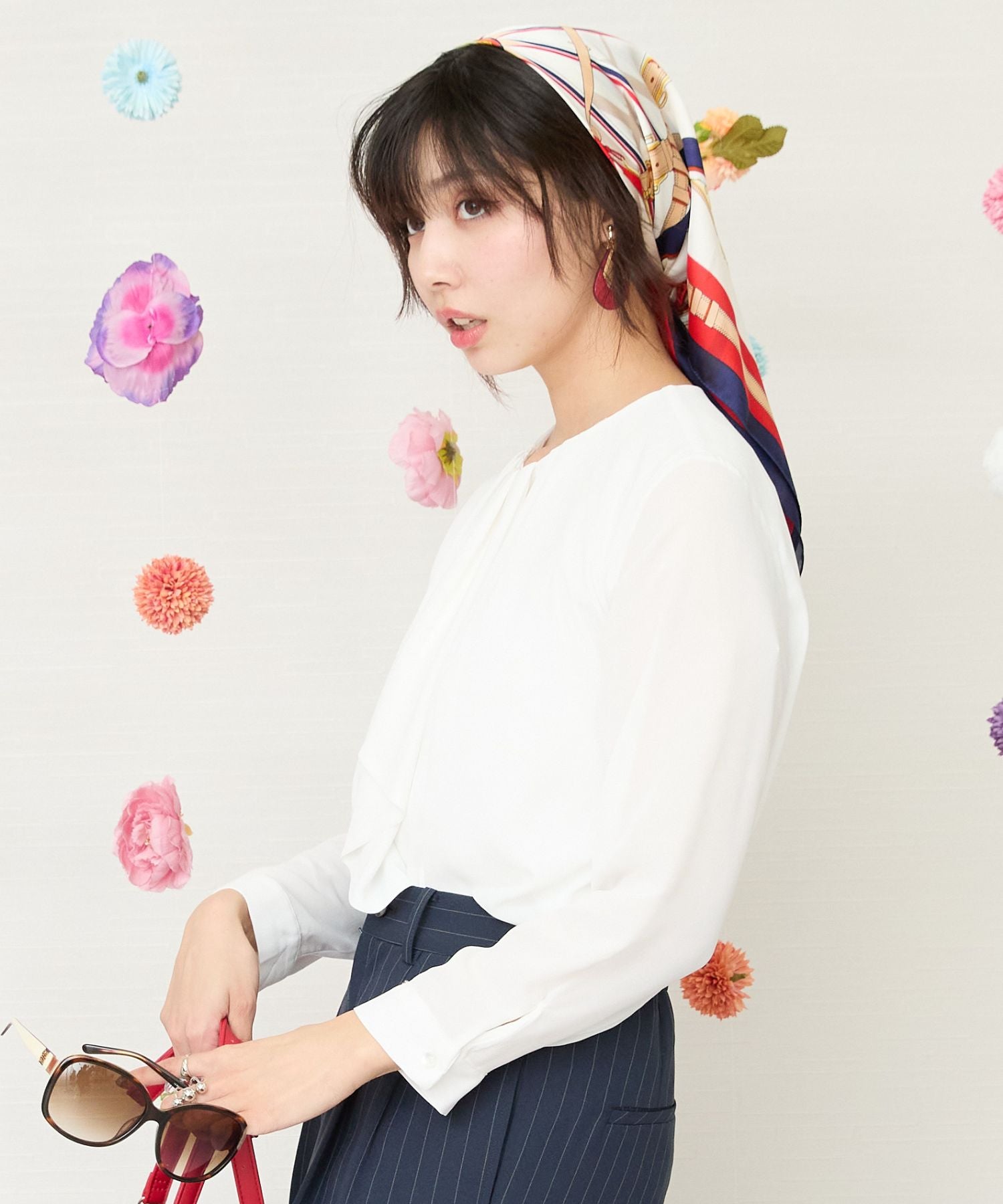 【JETSET SOLO PLUS】シフォンジョーゼットボウタイブラウス