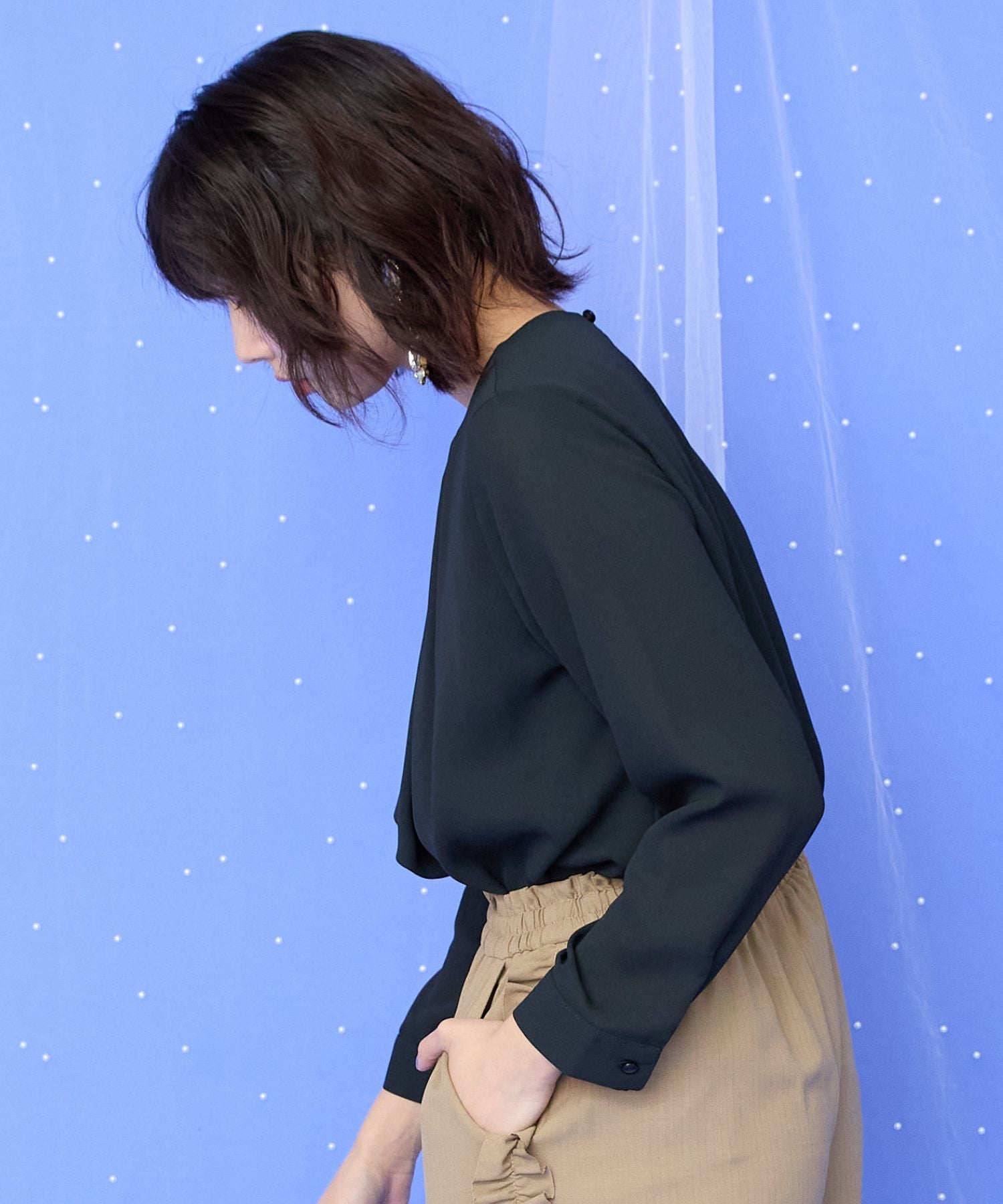 【JETSET SOLO PLUS】シフォンジョーゼットボウタイブラウス