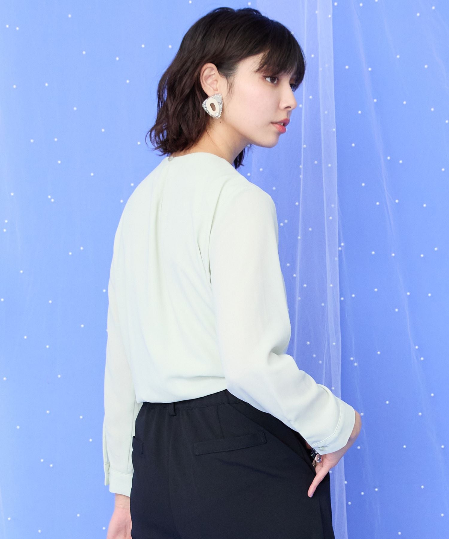 【JETSET SOLO PLUS】シフォンジョーゼットボウタイブラウス