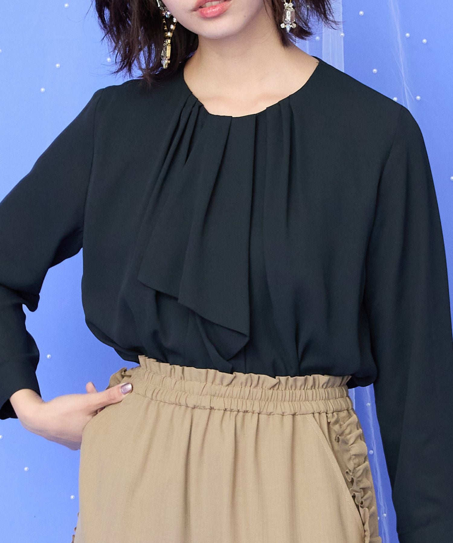 【JETSET SOLO PLUS】シフォンジョーゼットボウタイブラウス