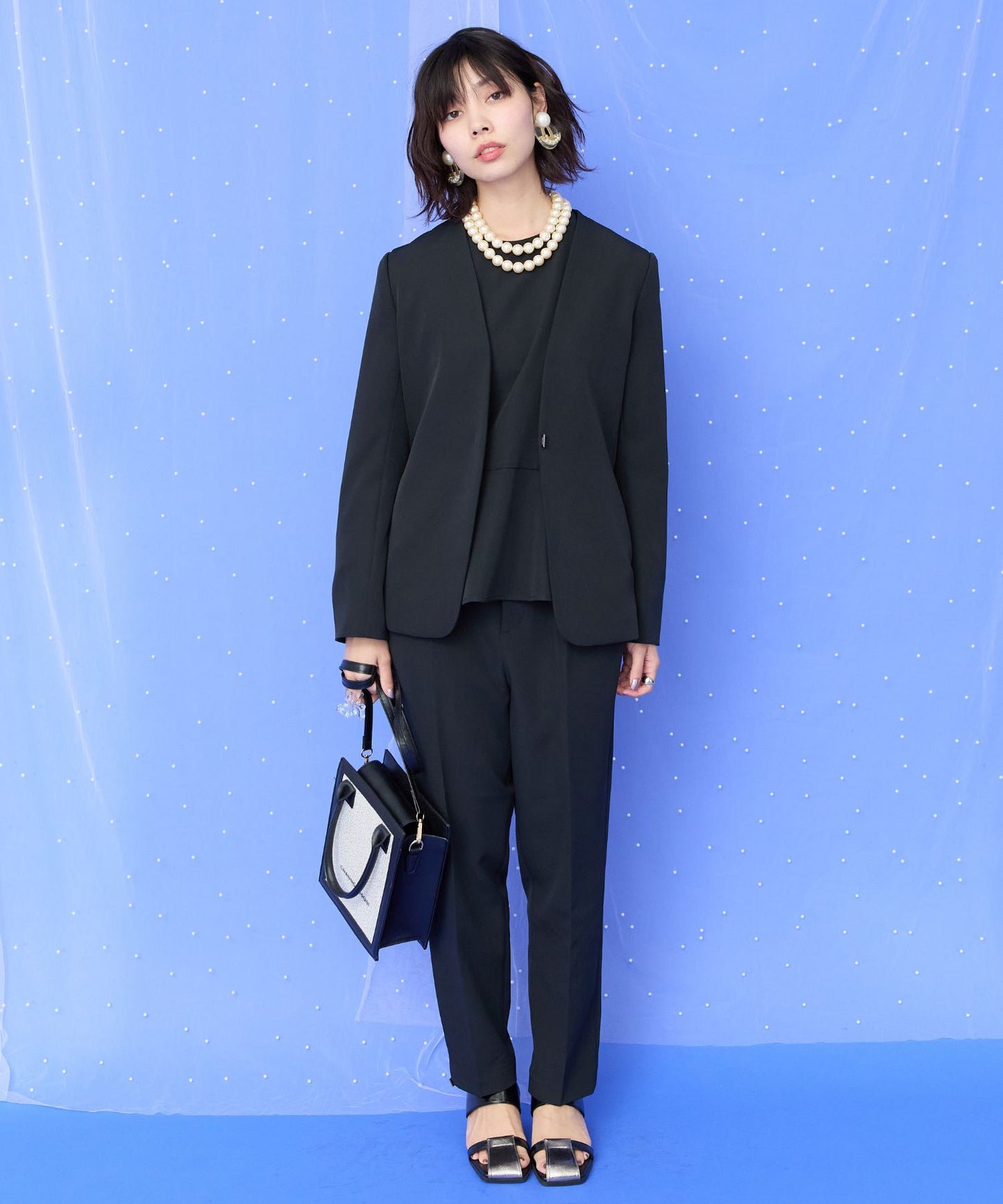 【JETSET SOLO PLUS】Wクロスペプラムブラウス