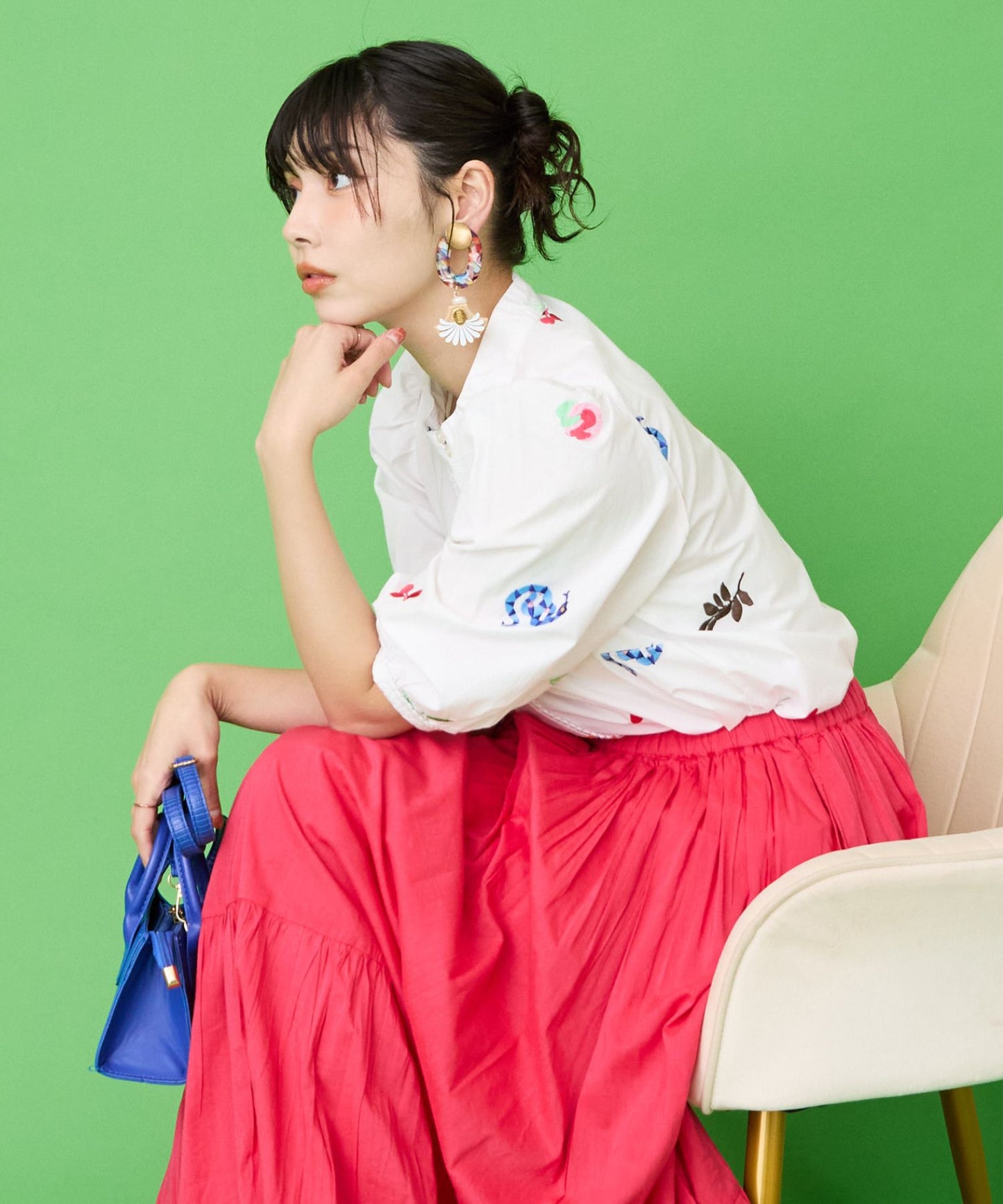 【NUMPH】モチーフエンブロイダリーシャツ