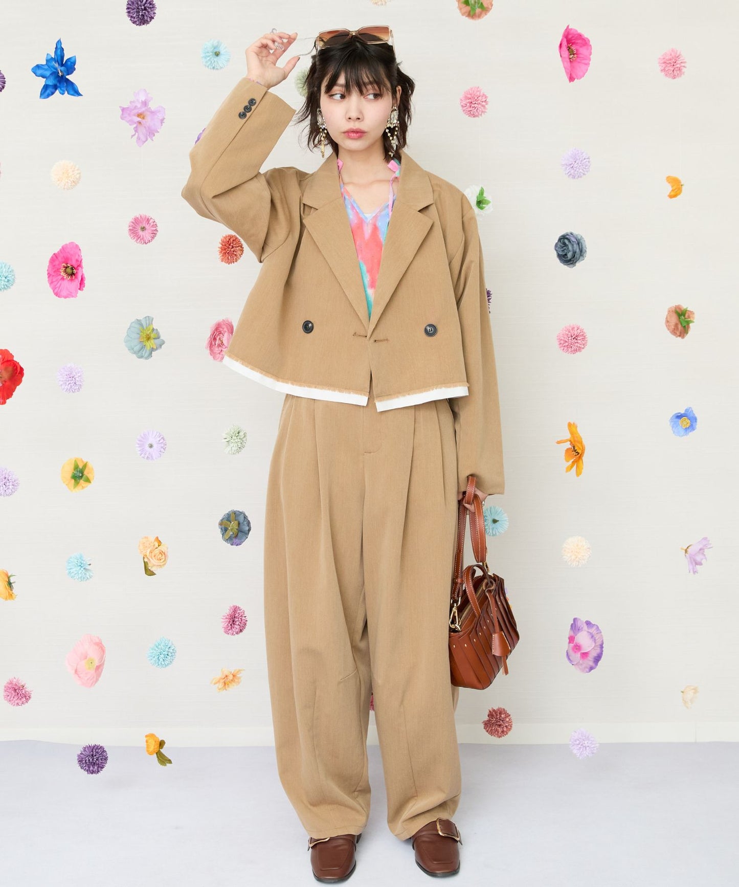 【NUMPH】ブラープリントジャガードブラウス