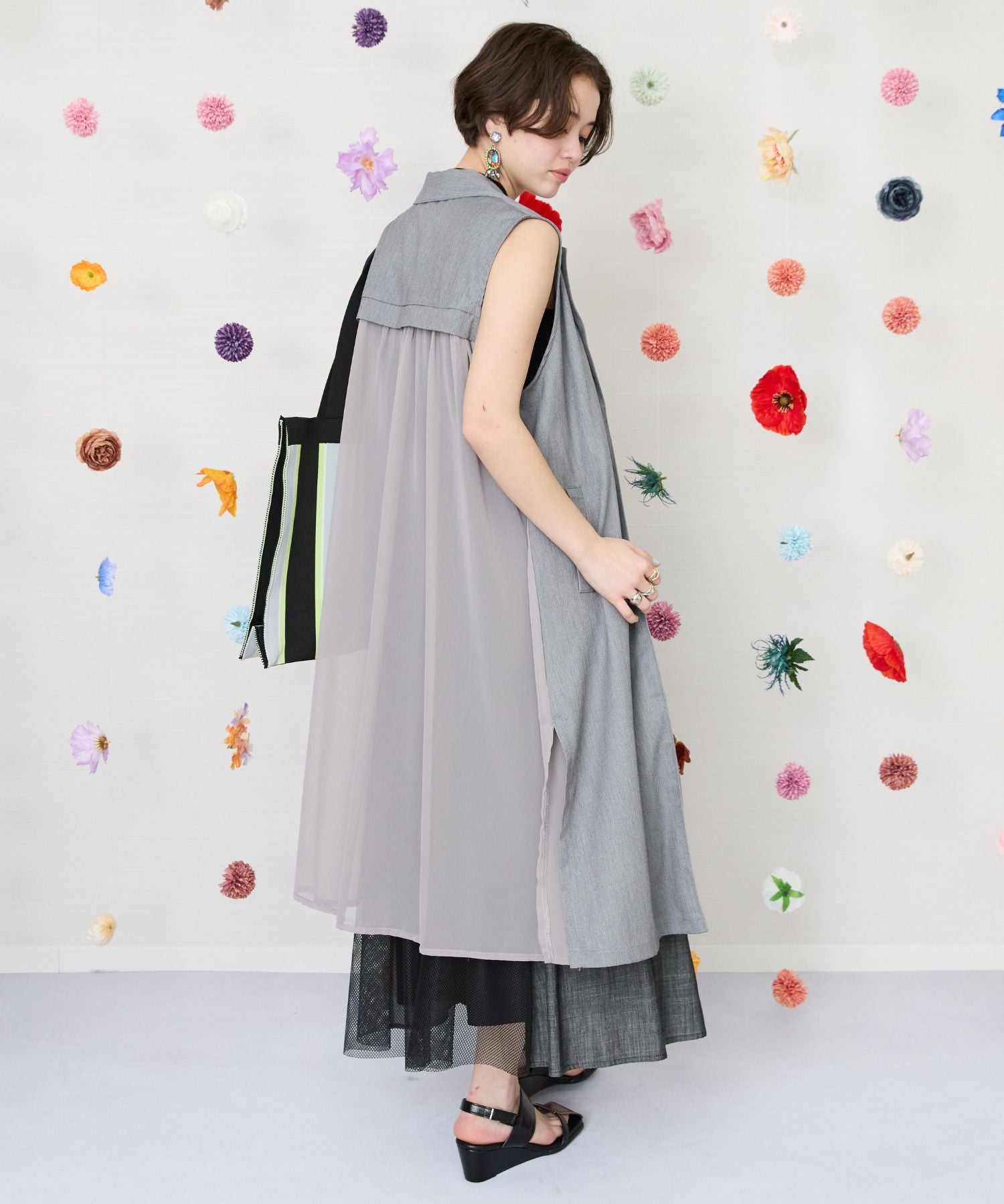 【FONT LAB】バックジョーゼットロングジレ