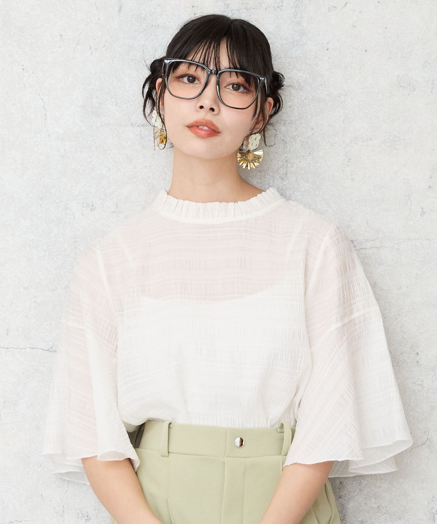 レディース トップス シアーブラウス 5分袖|JETSET SOLO PLUS(ジェットセットソロプラス) 公式通販|レディース ファッション きれいめカジュアル