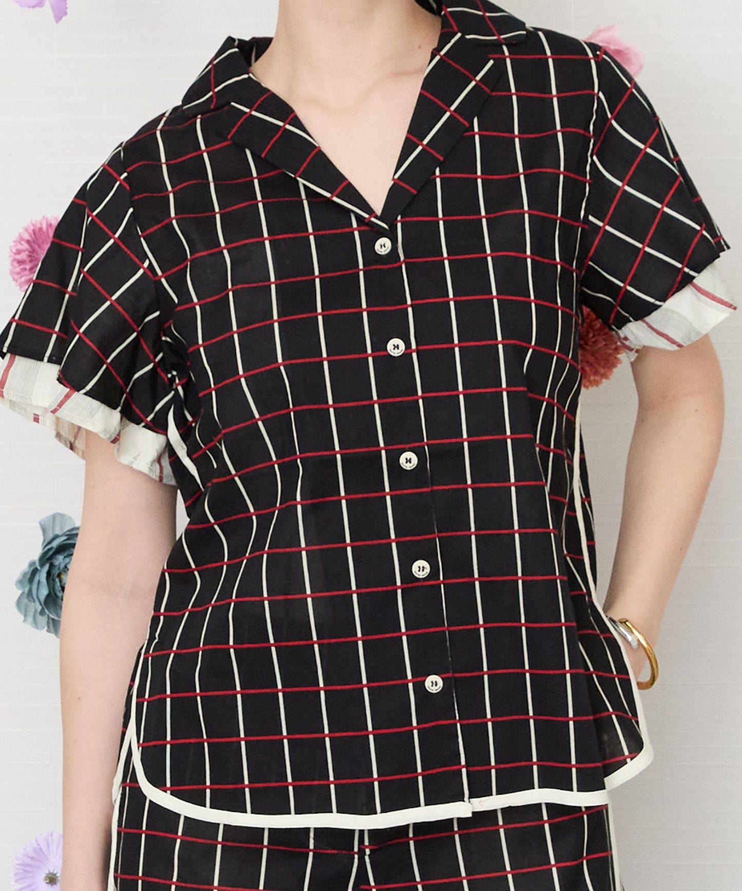 【SKATIE BRAND】カラーウインドウペンブラウス