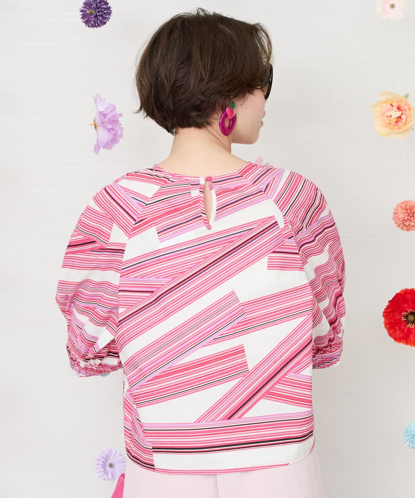 【CKS】デザインテーププリントブラウス