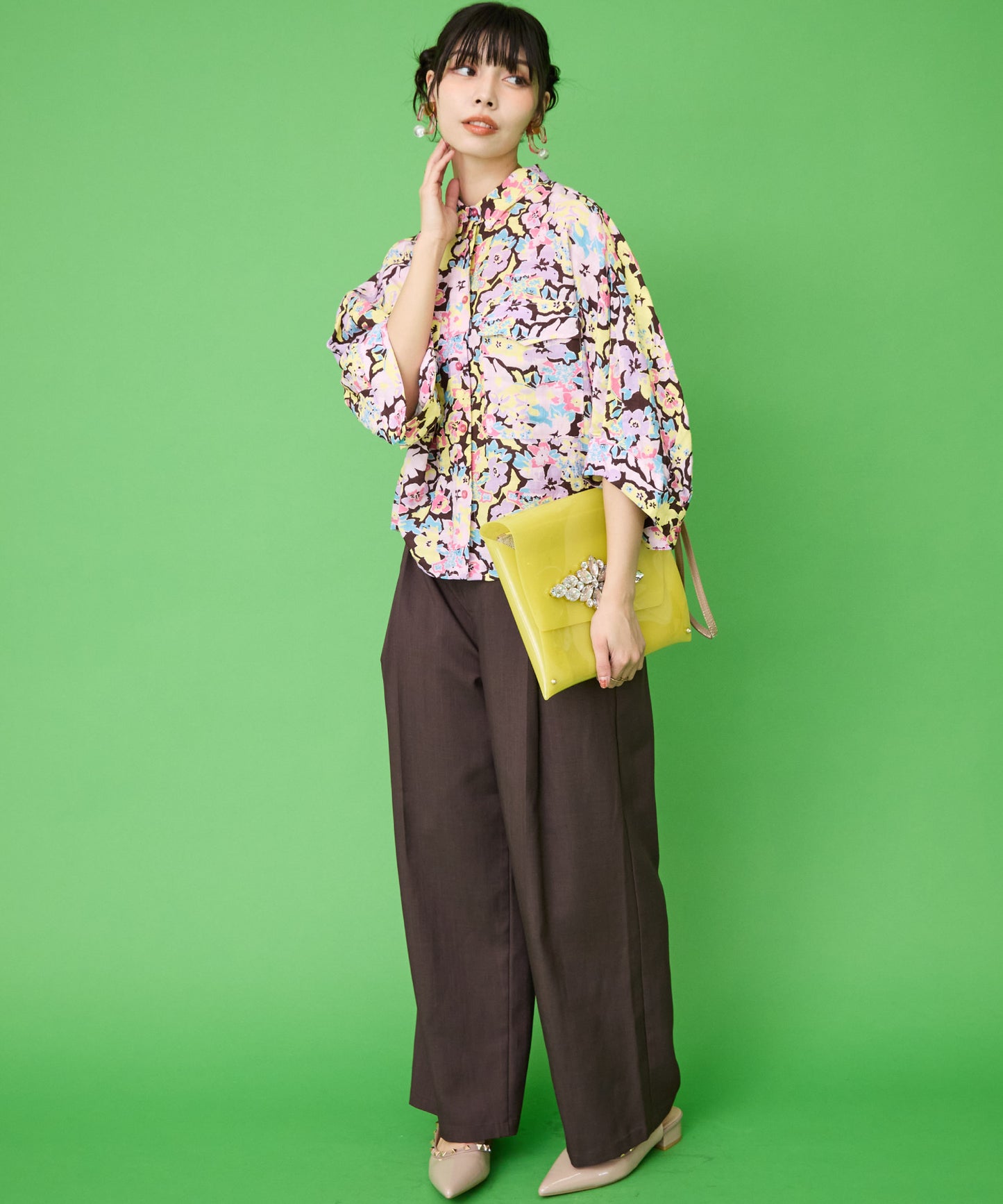 【CKS】ぼかしフラワープリントブラウス