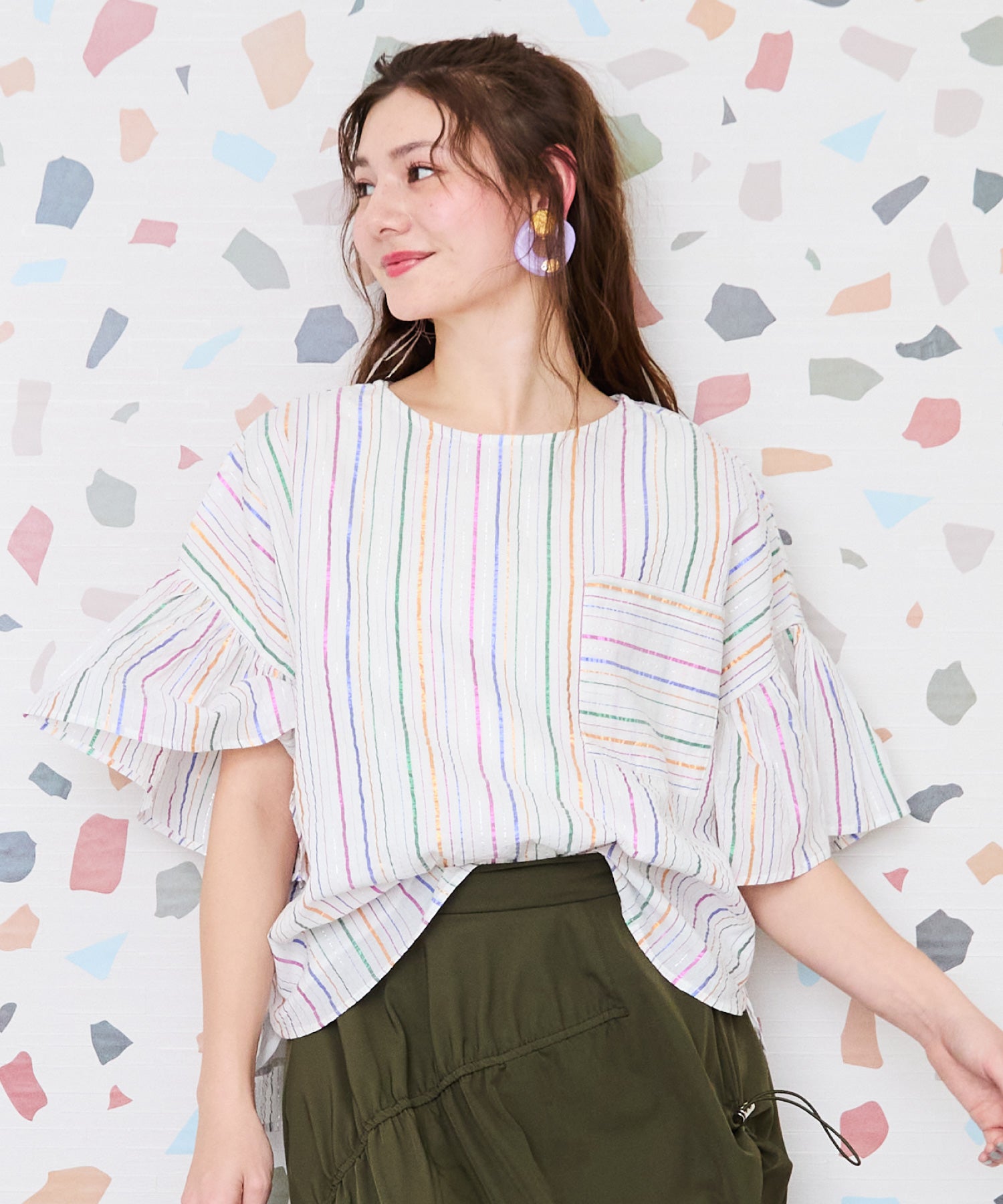 レディース フレアスリーブ ストライプ ブラウス|JETSET SOLO PLUS(ジェットセットソロプラス) 公式通販|レディース ファッション きれいめカジュアル