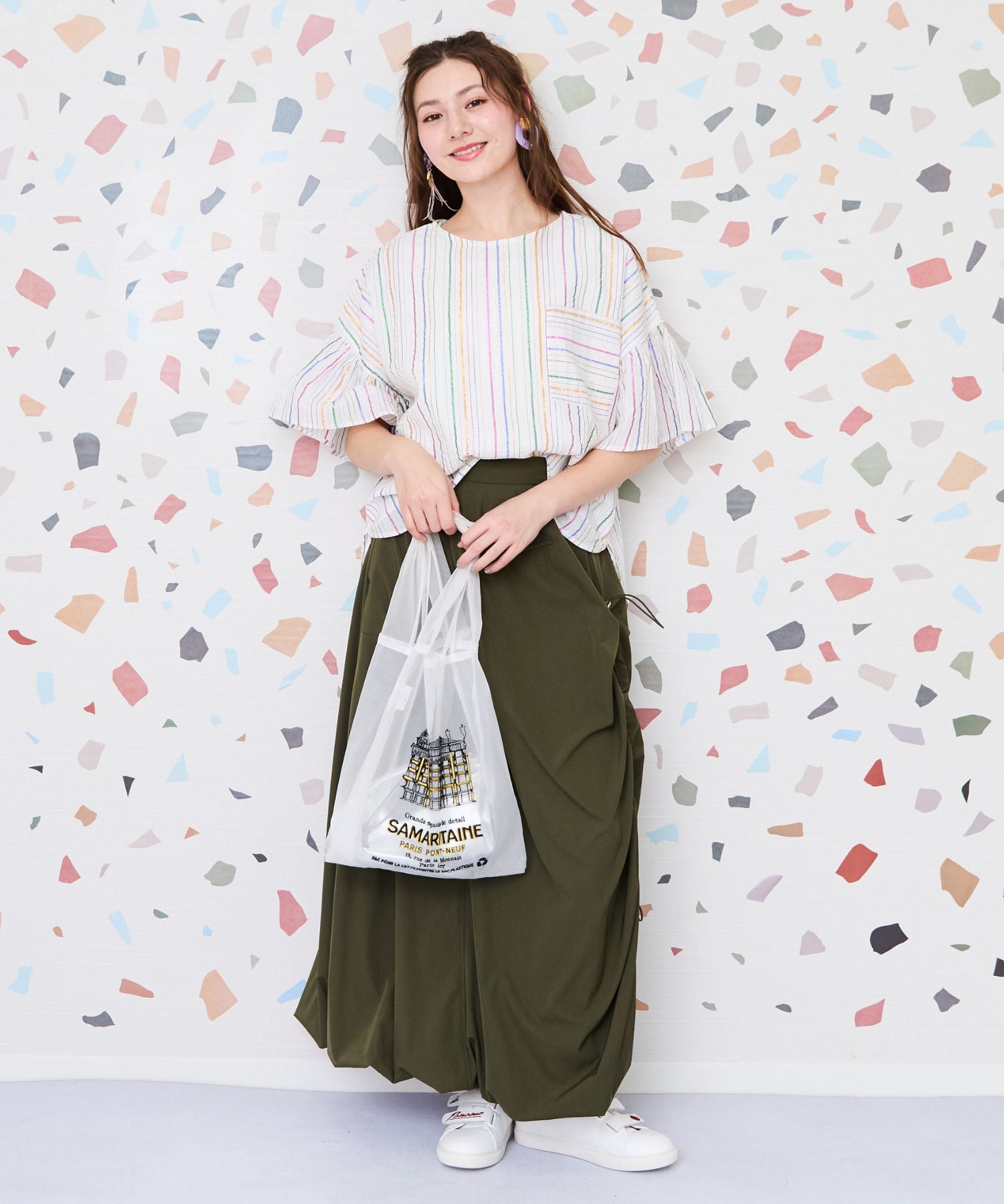 【INDUS luxury for JETSET SOLO PLUS】マルチルレックスストライプブラウス