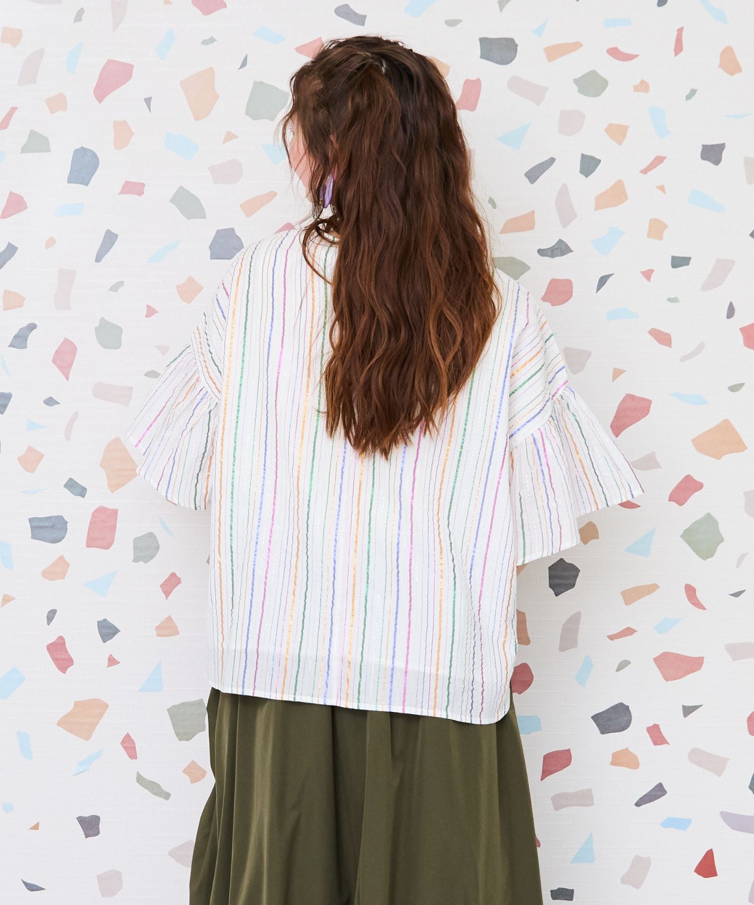 【INDUS luxury for JETSET SOLO PLUS】マルチルレックスストライプブラウス