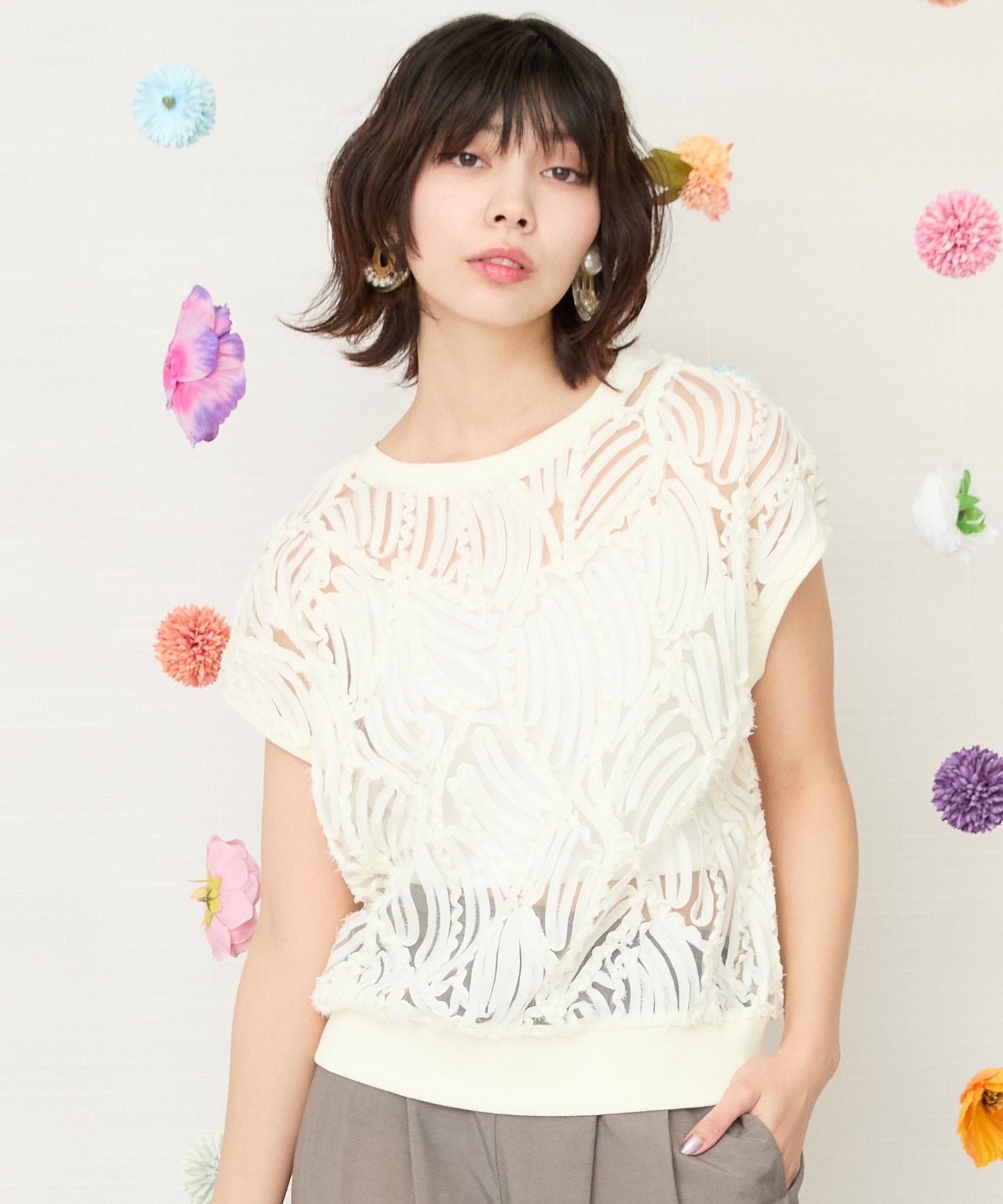 レディース フレンチスリーブ レース トップス|JETSET SOLO PLUS(ジェットセットソロプラス) 公式通販|レディース ファッション きれいめカジュアル