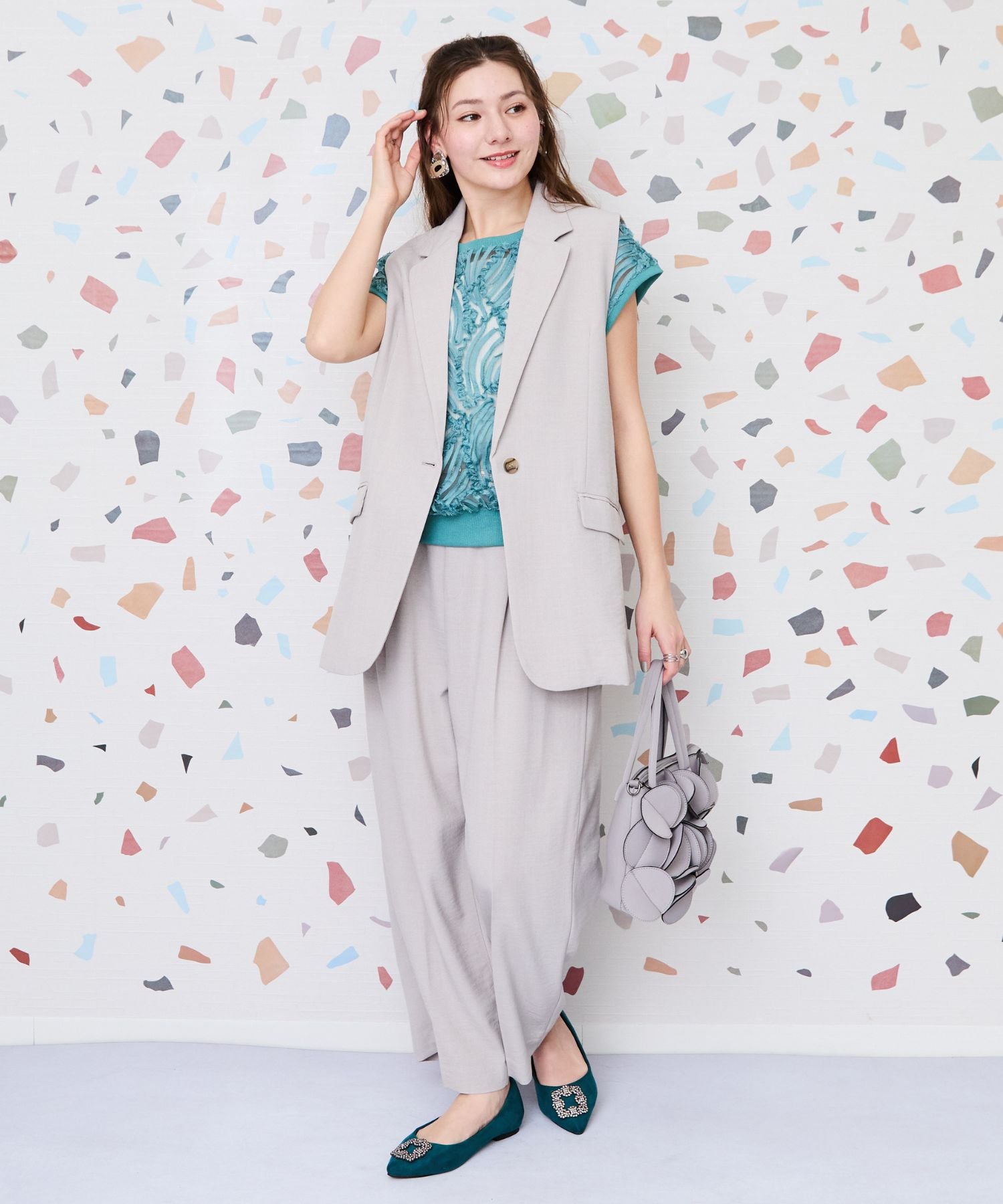 【FONT LAB】シアーバテンレースフレンチスリーブブラウス