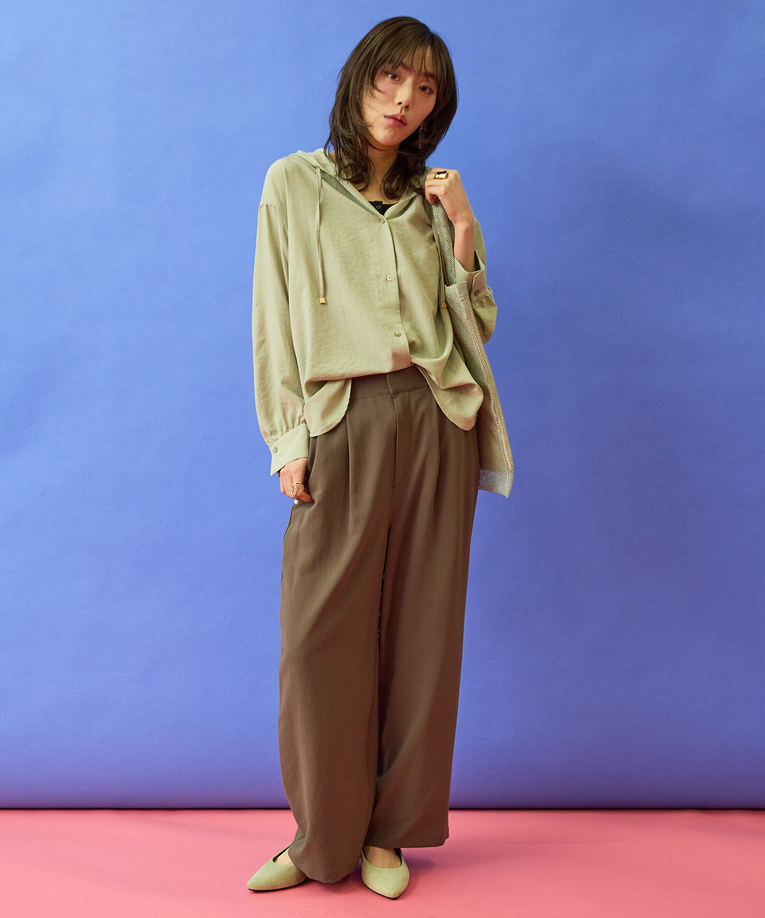 【FONT LAB】ナチュラルエアータンブラーフーディーブラウス