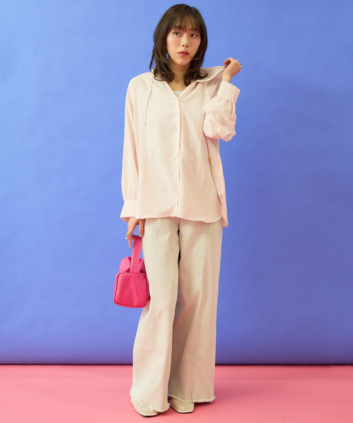 【FONT LAB】ナチュラルエアータンブラーフーディーブラウス