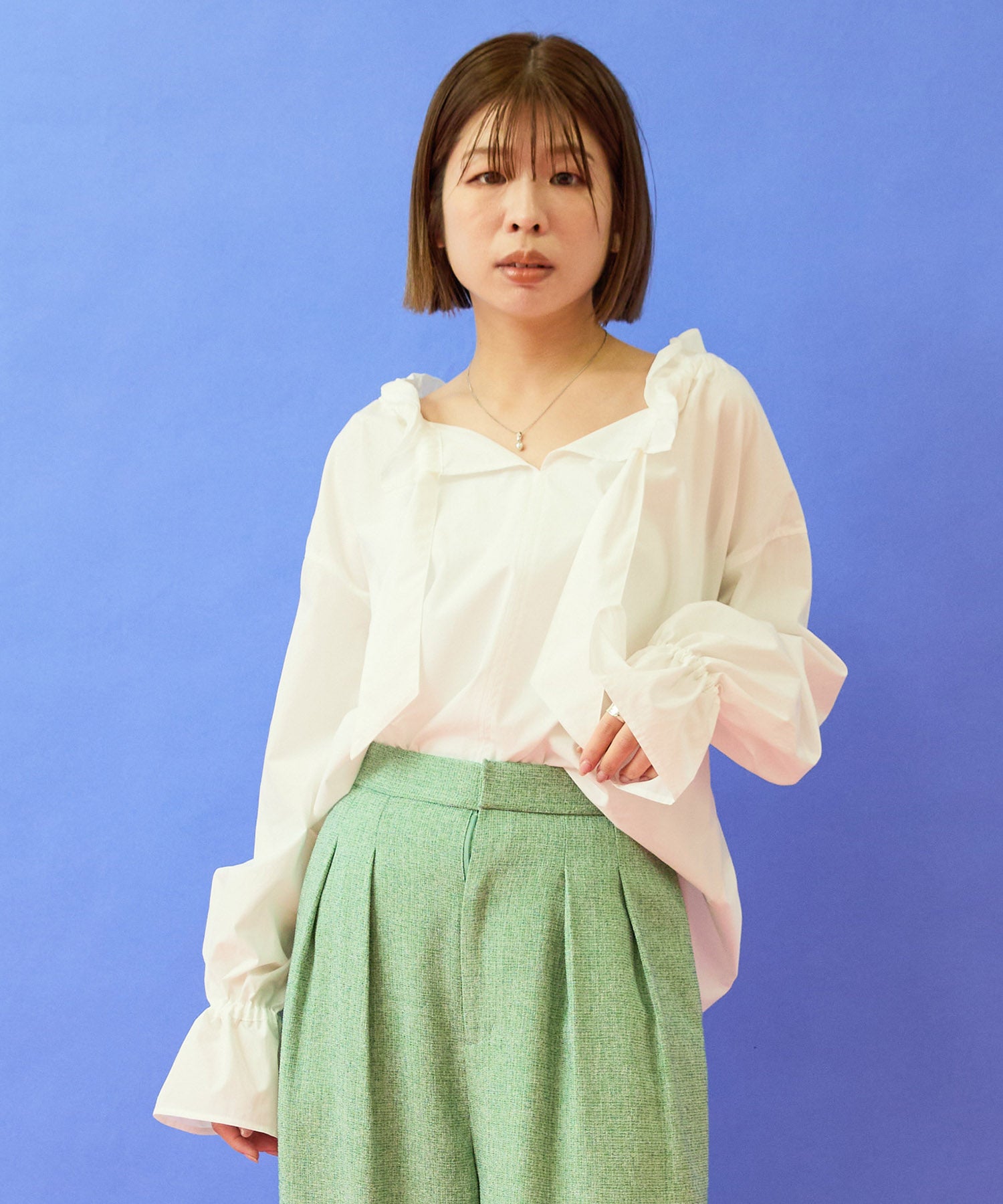 ブラウス レディース フリルカラー 襟元 デザイン