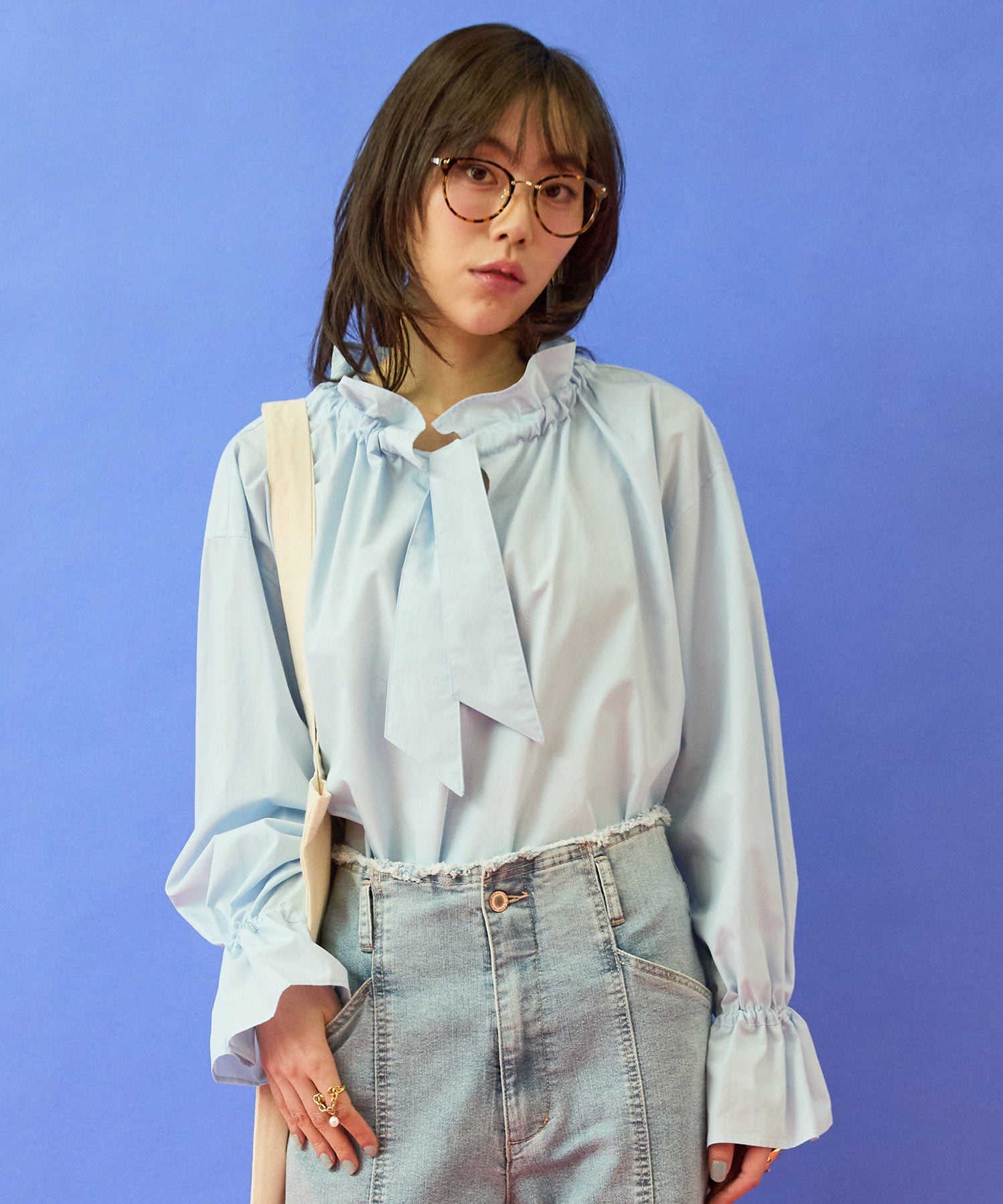 ブラウス レディース フリルカラー 襟元 デザイン