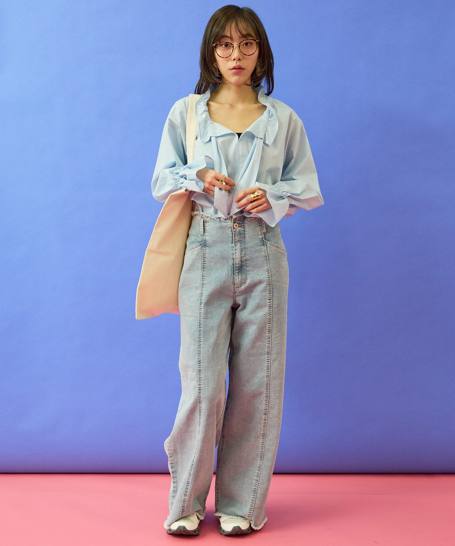 【FONT LAB】オーガニックコットンフリルカラーブラウス