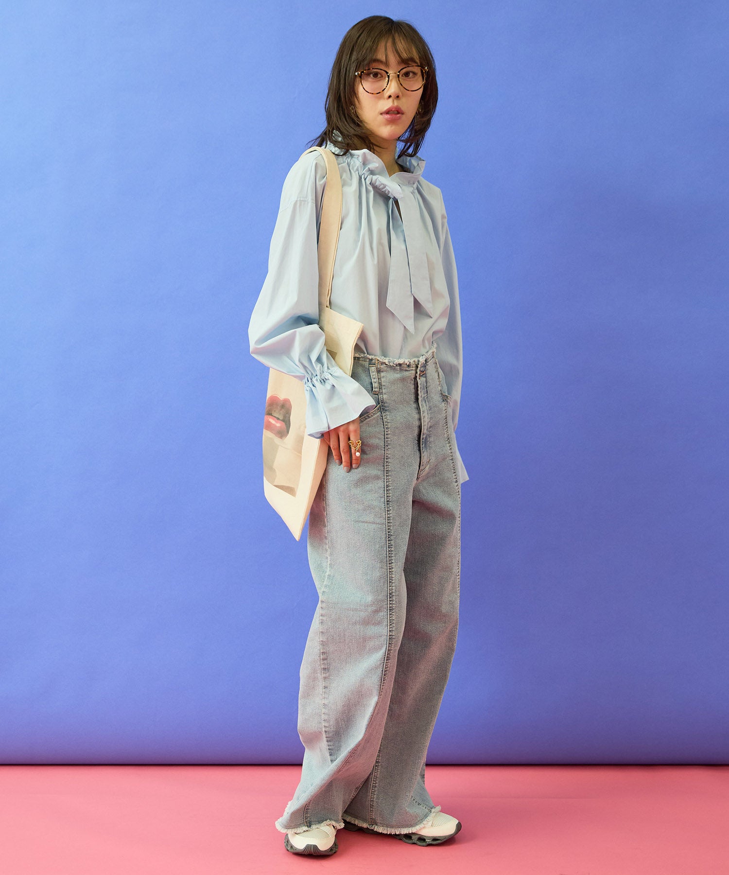 【FONT LAB】オーガニックコットンフリルカラーブラウス