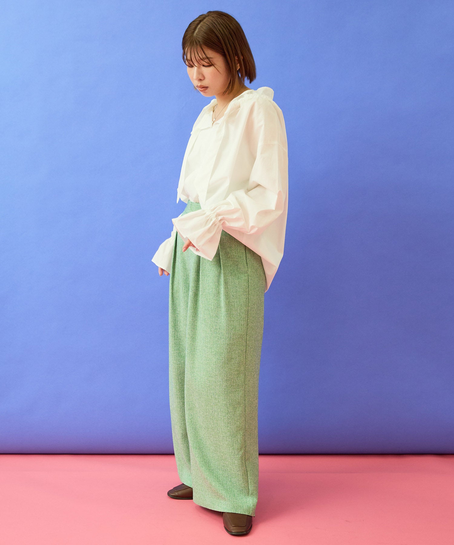 【FONT LAB】オーガニックコットンフリルカラーブラウス