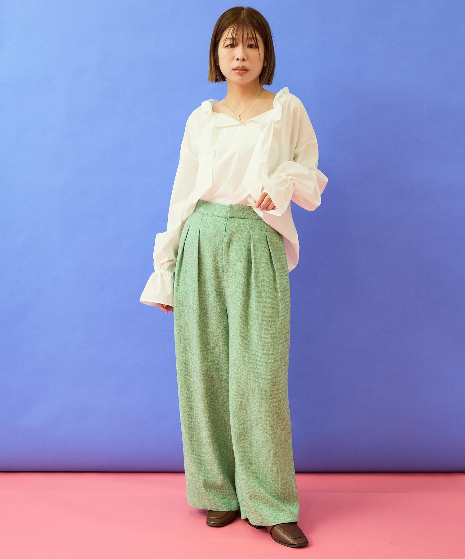 【FONT LAB】オーガニックコットンフリルカラーブラウス