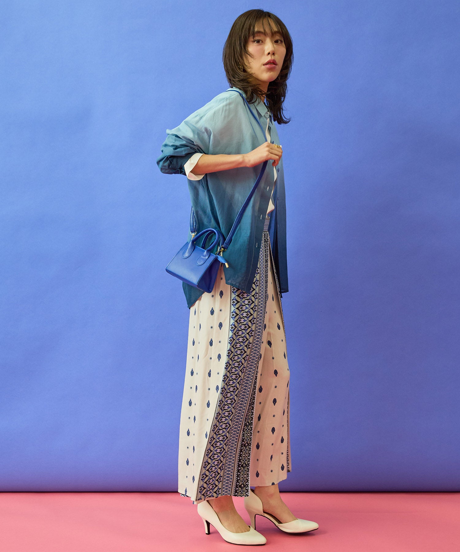 【FONT LAB】シアーコットングラデーションシャツ