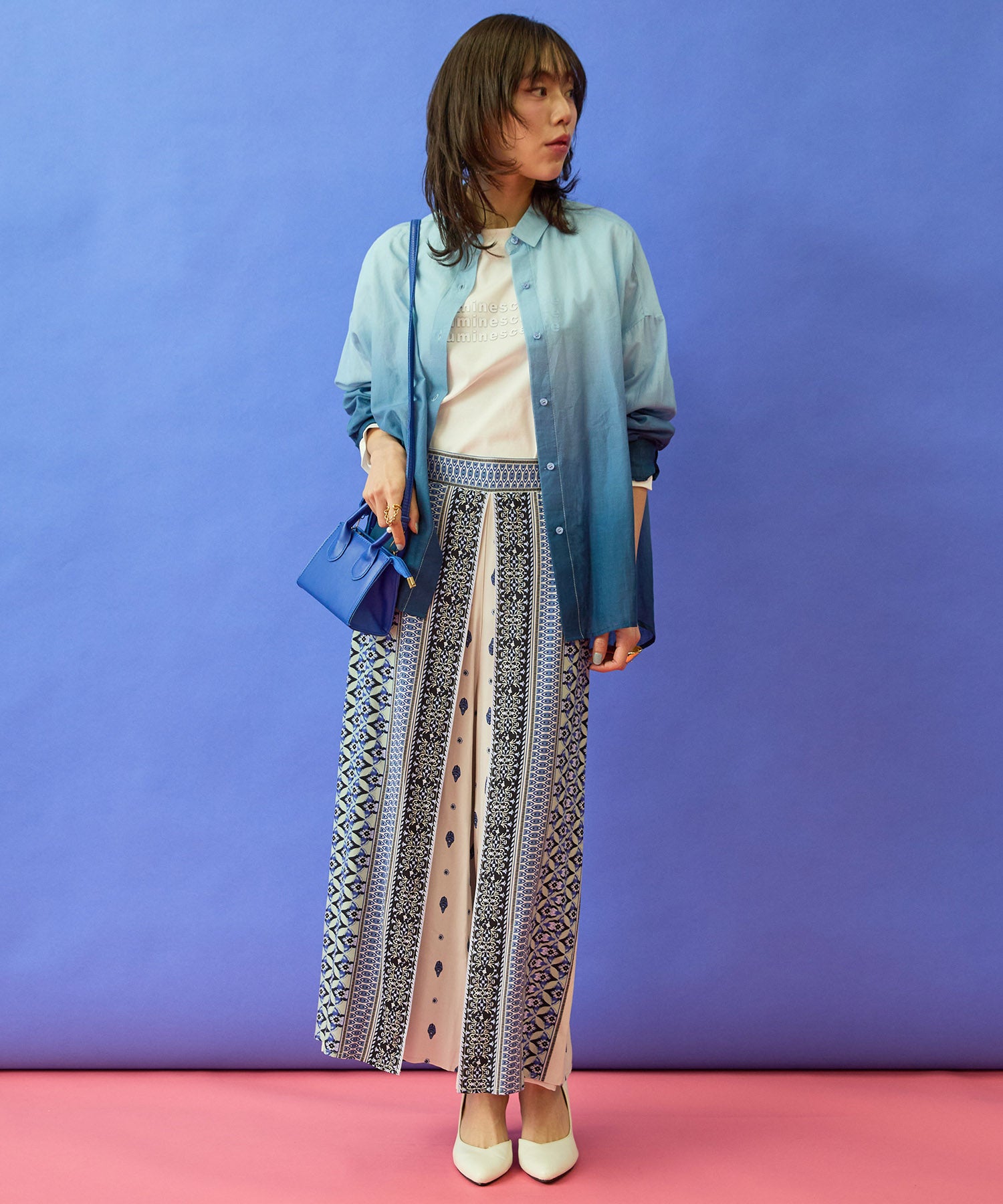 【FONT LAB】シアーコットングラデーションシャツ