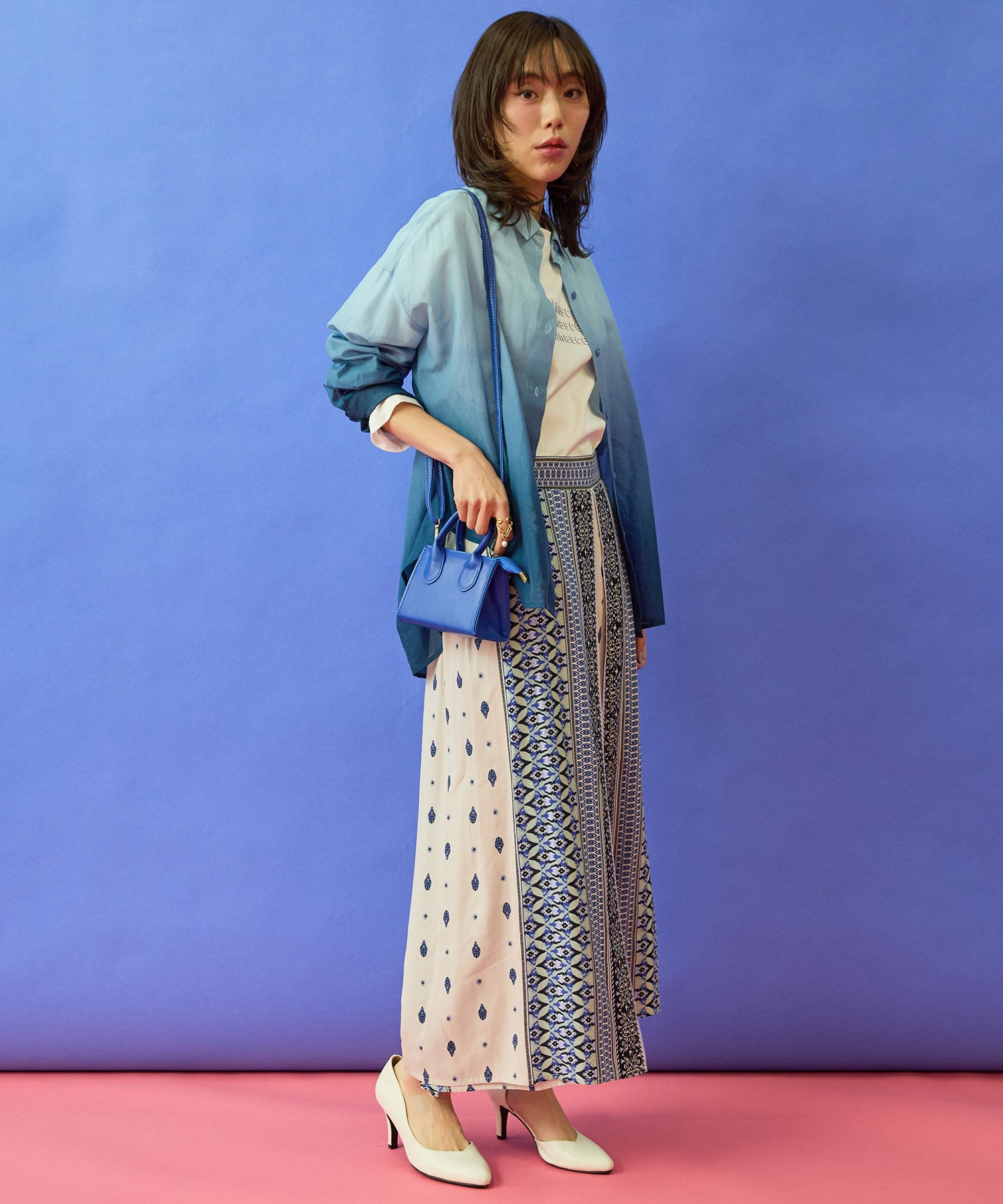 【FONT LAB】シアーコットングラデーションシャツ