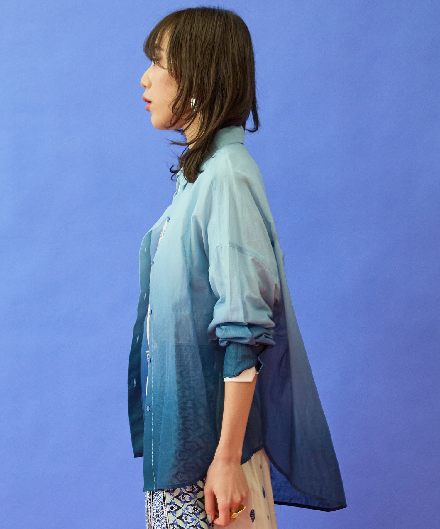 【FONT LAB】シアーコットングラデーションシャツ