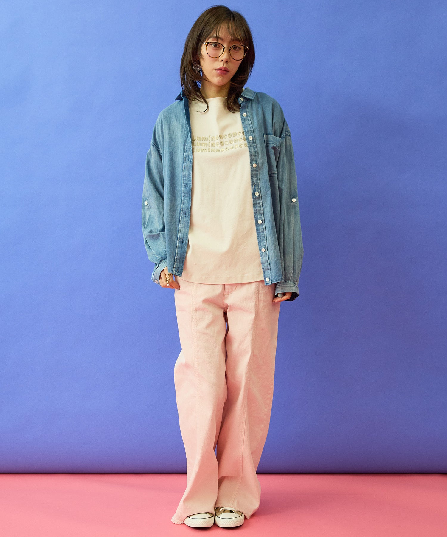 【FONT LAB】シアーデニム2WAYシャツ