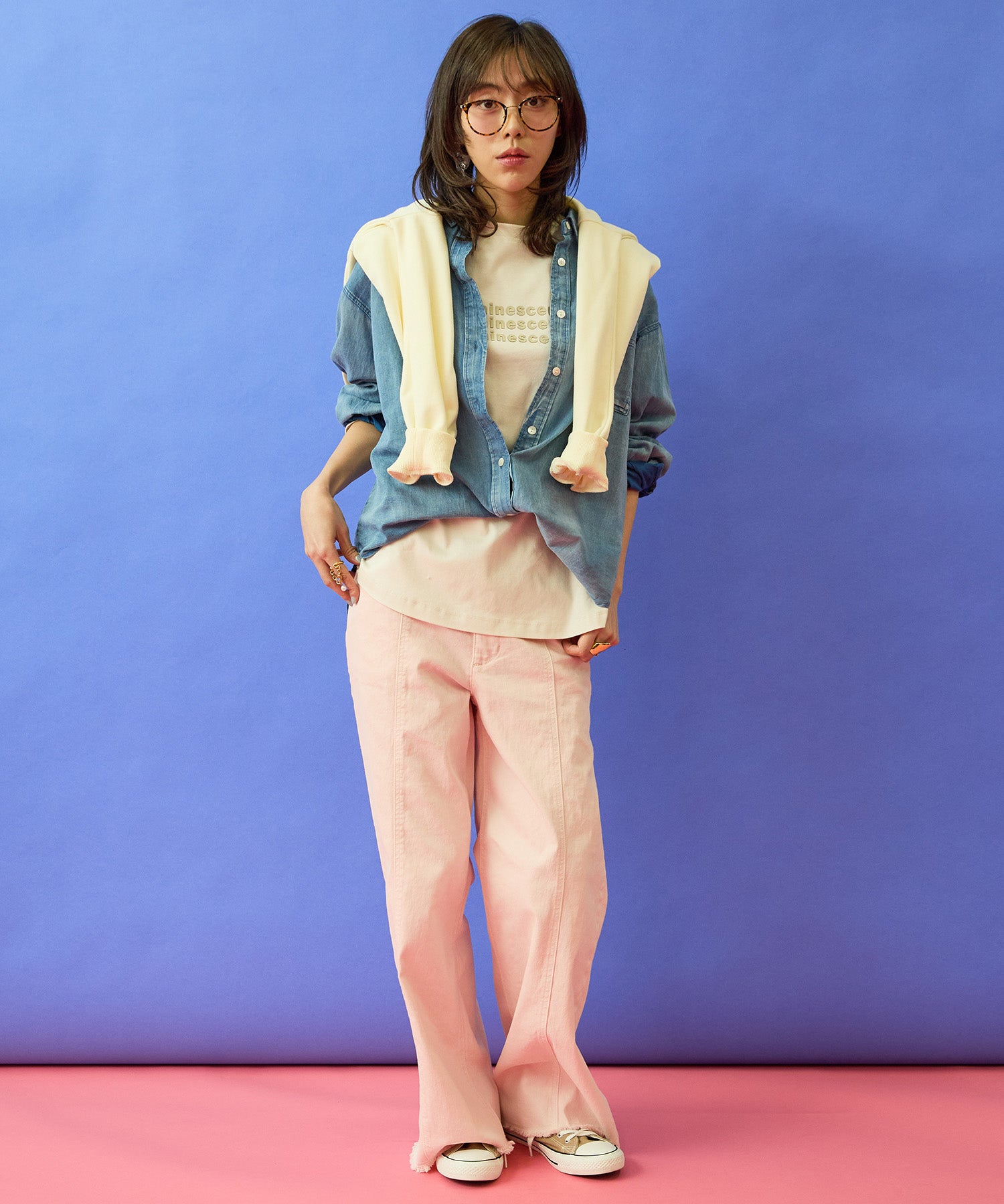 【FONT LAB】シアーデニム2WAYシャツ