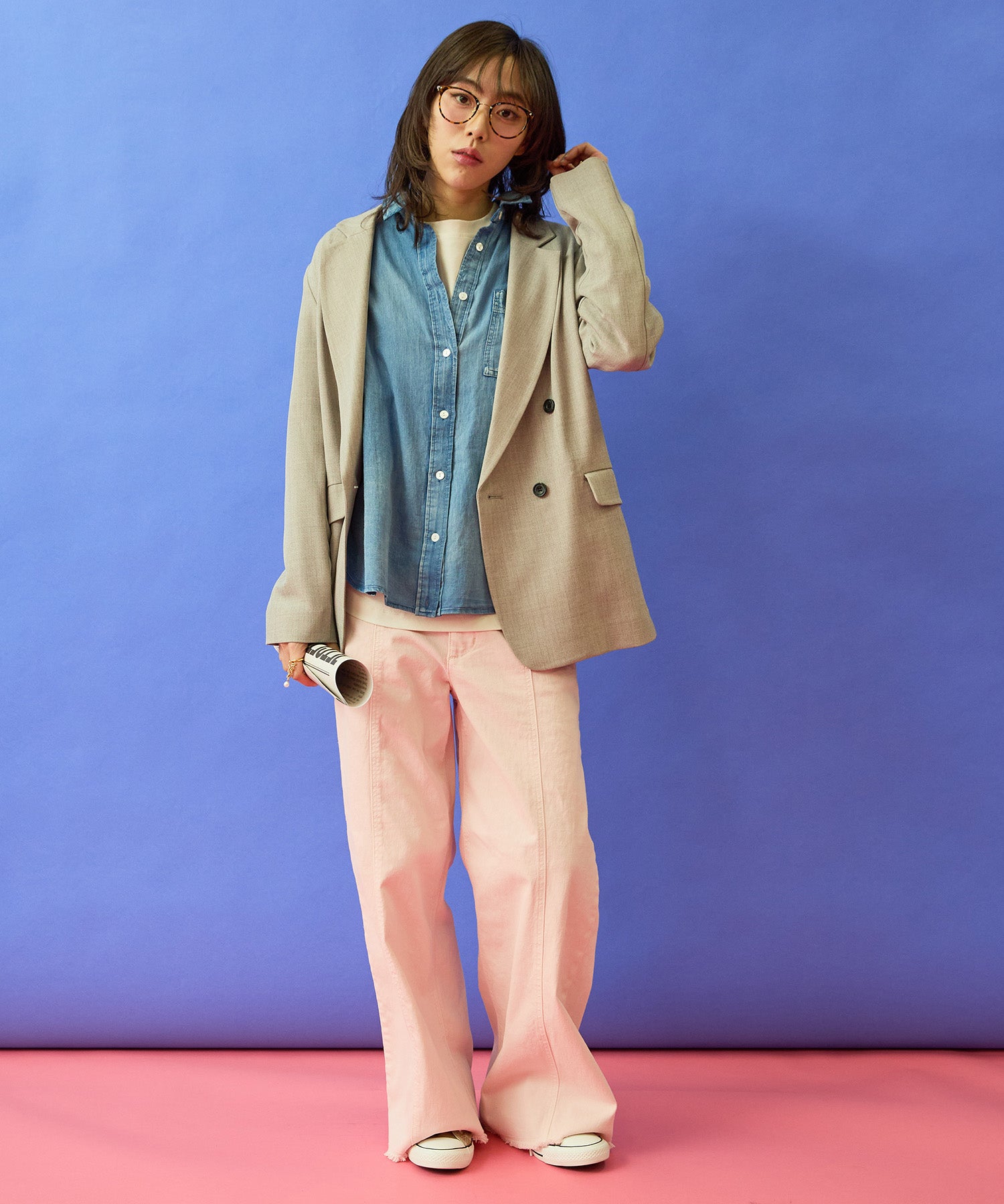 【FONT LAB】シアーデニム2WAYシャツ