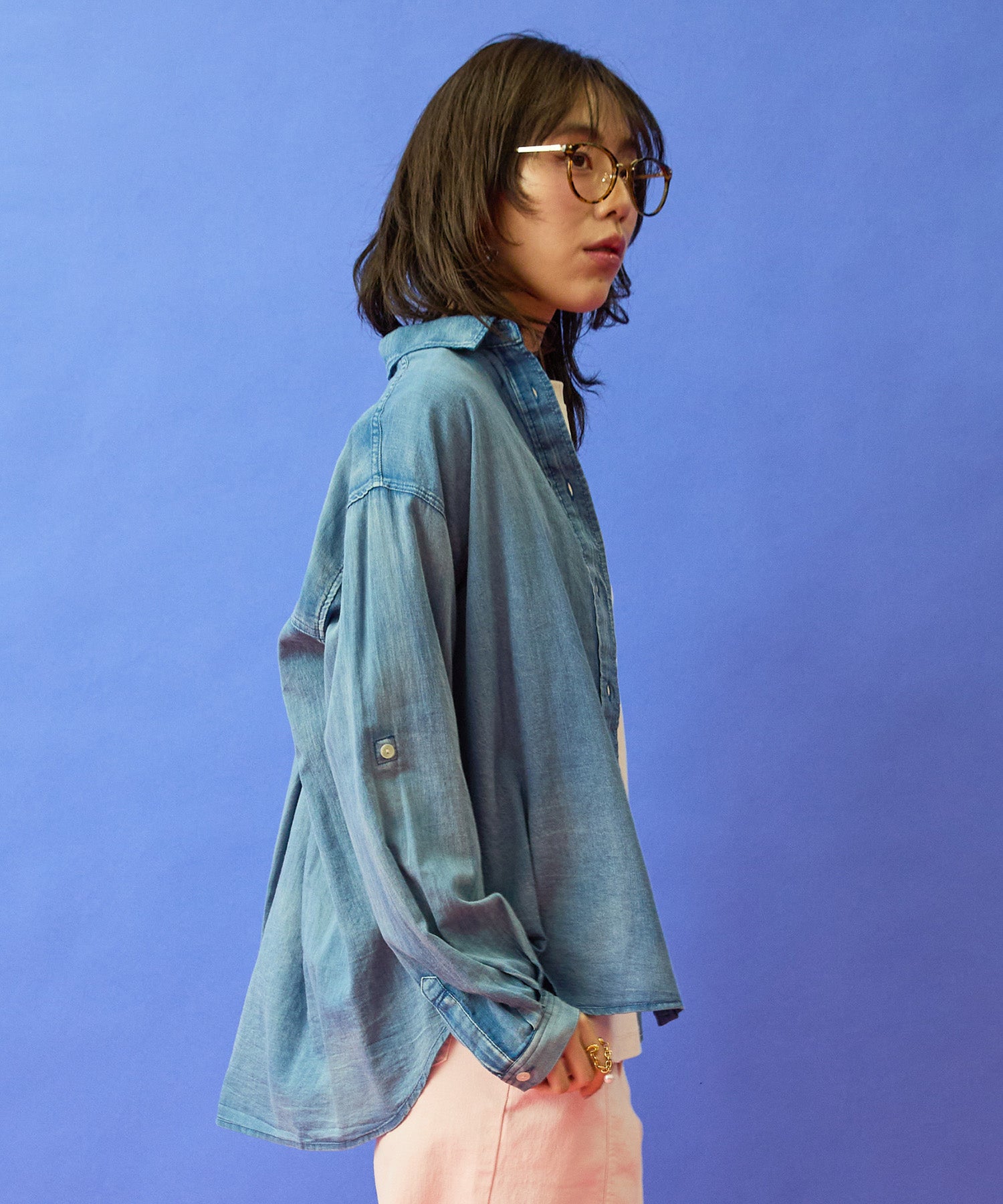 【FONT LAB】シアーデニム2WAYシャツ