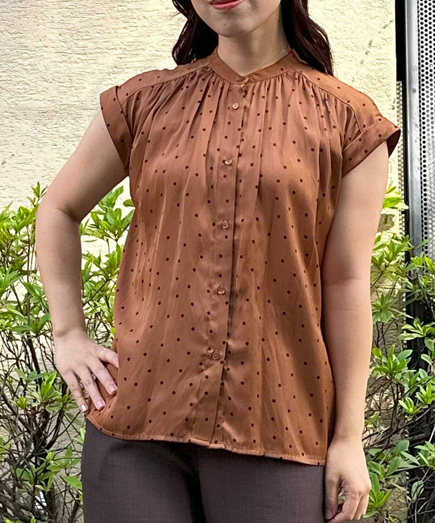 レディース サテン ドット柄 ブラウス｜JETSET SOLO PLUS(ジェット