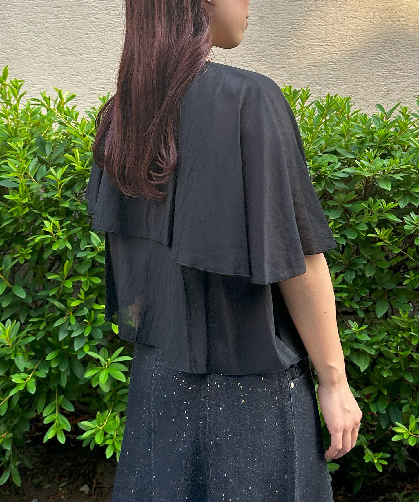 【qout】ラウンドネックティアードブラウス