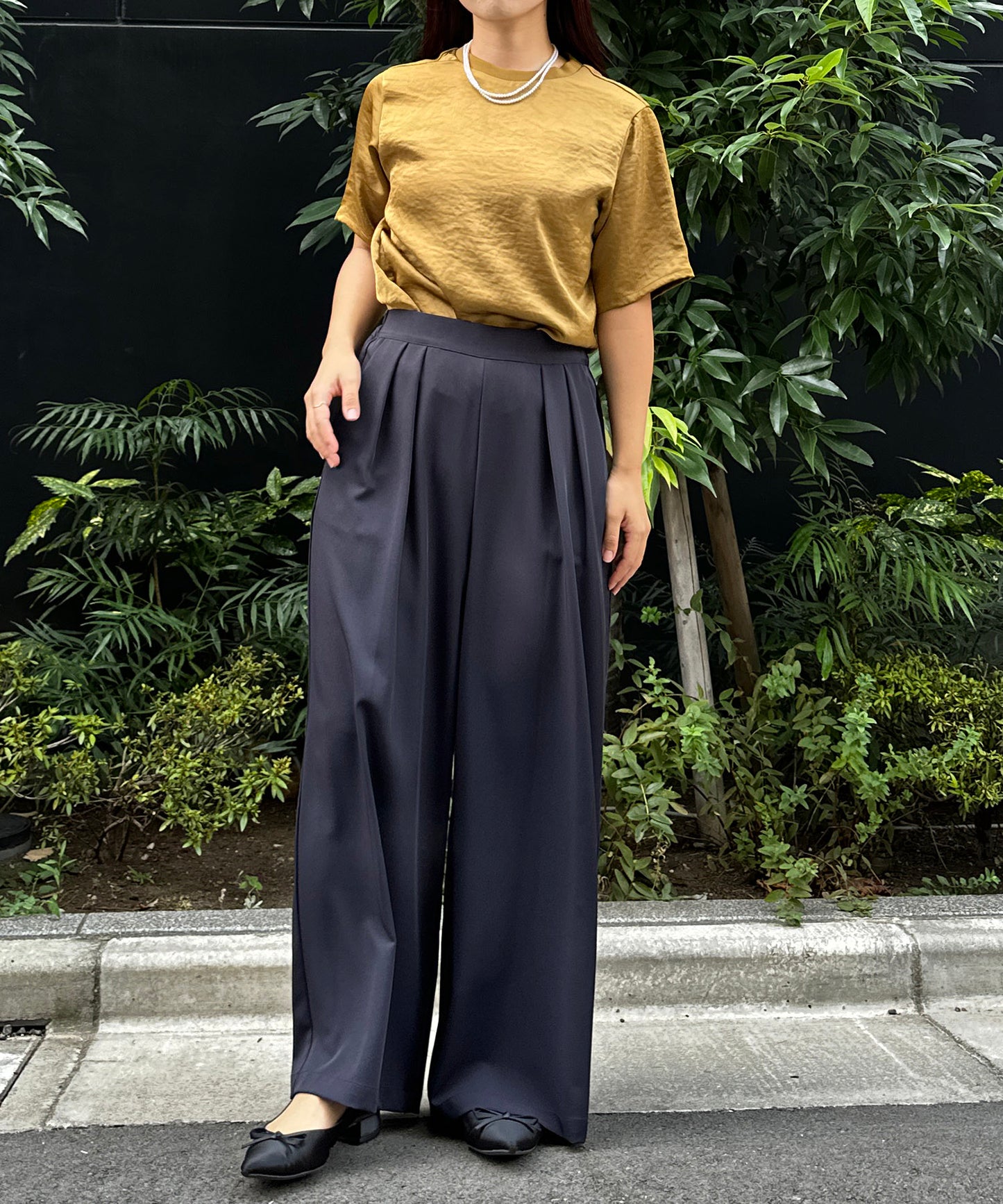 【qout】【R】フルダルタックワイドパンツ