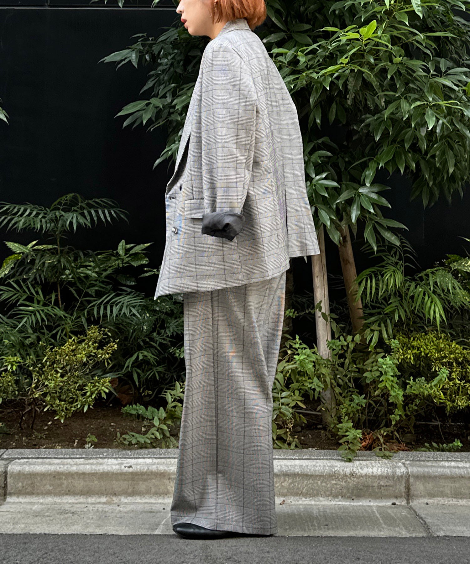 【INNOWAVE】【R】グレンチェックストレートパンツ