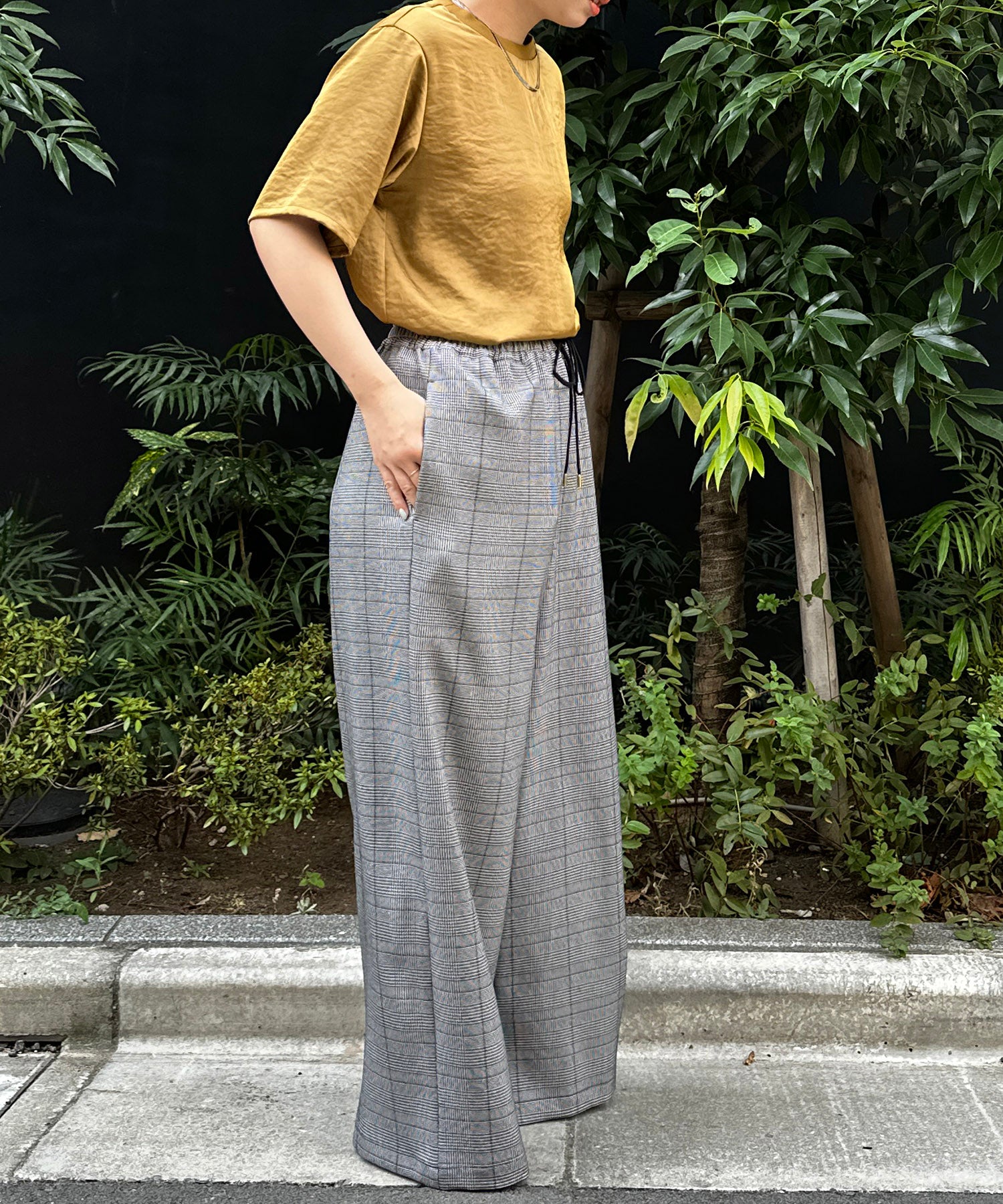 【INNOWAVE】【R】グレンチェックストレートパンツ